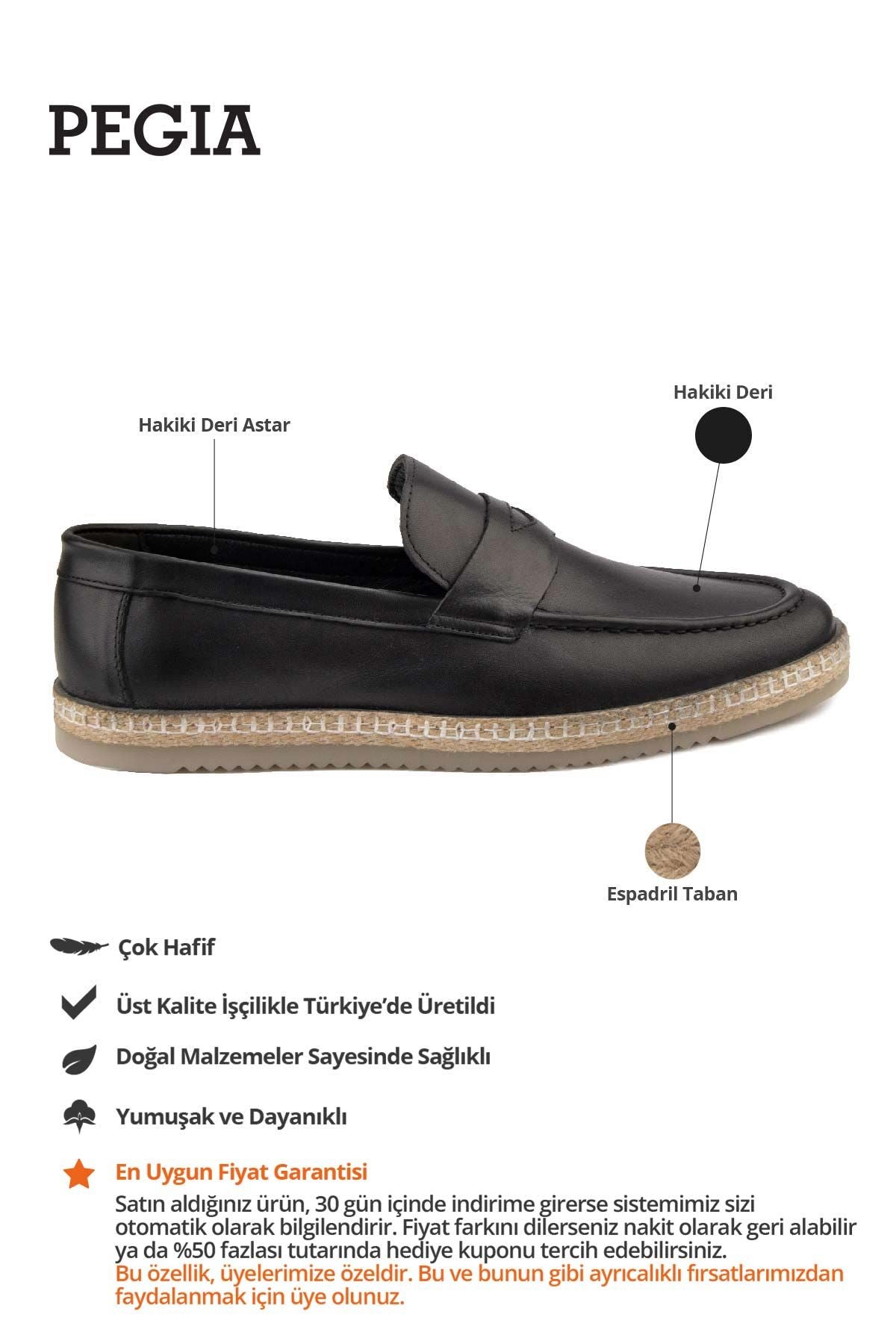 Erkek Deri Espadril Ayakkabı DG5004 Siyah