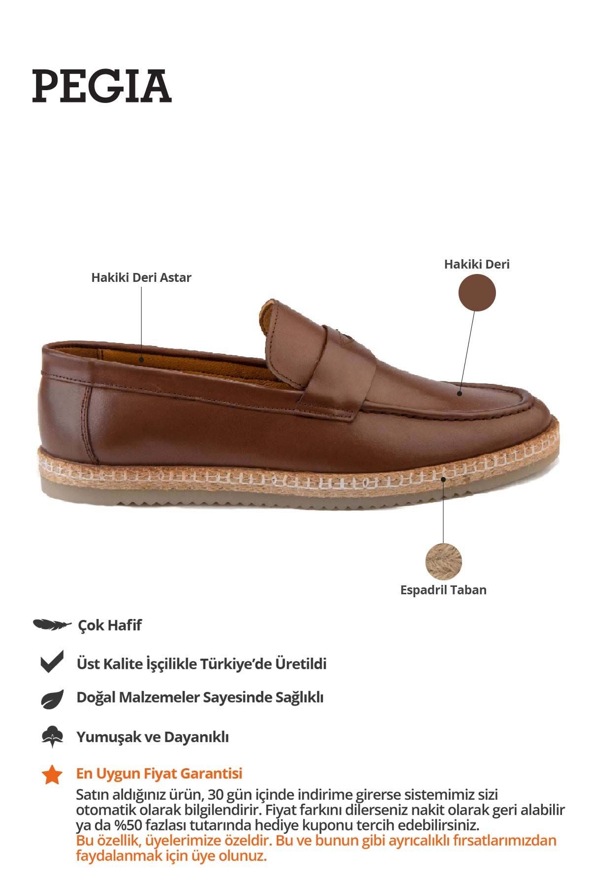 Erkek Deri Espadril Ayakkabı DG5004 Taba