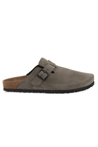 Men's Leather Clog Slippers 215031 Grey