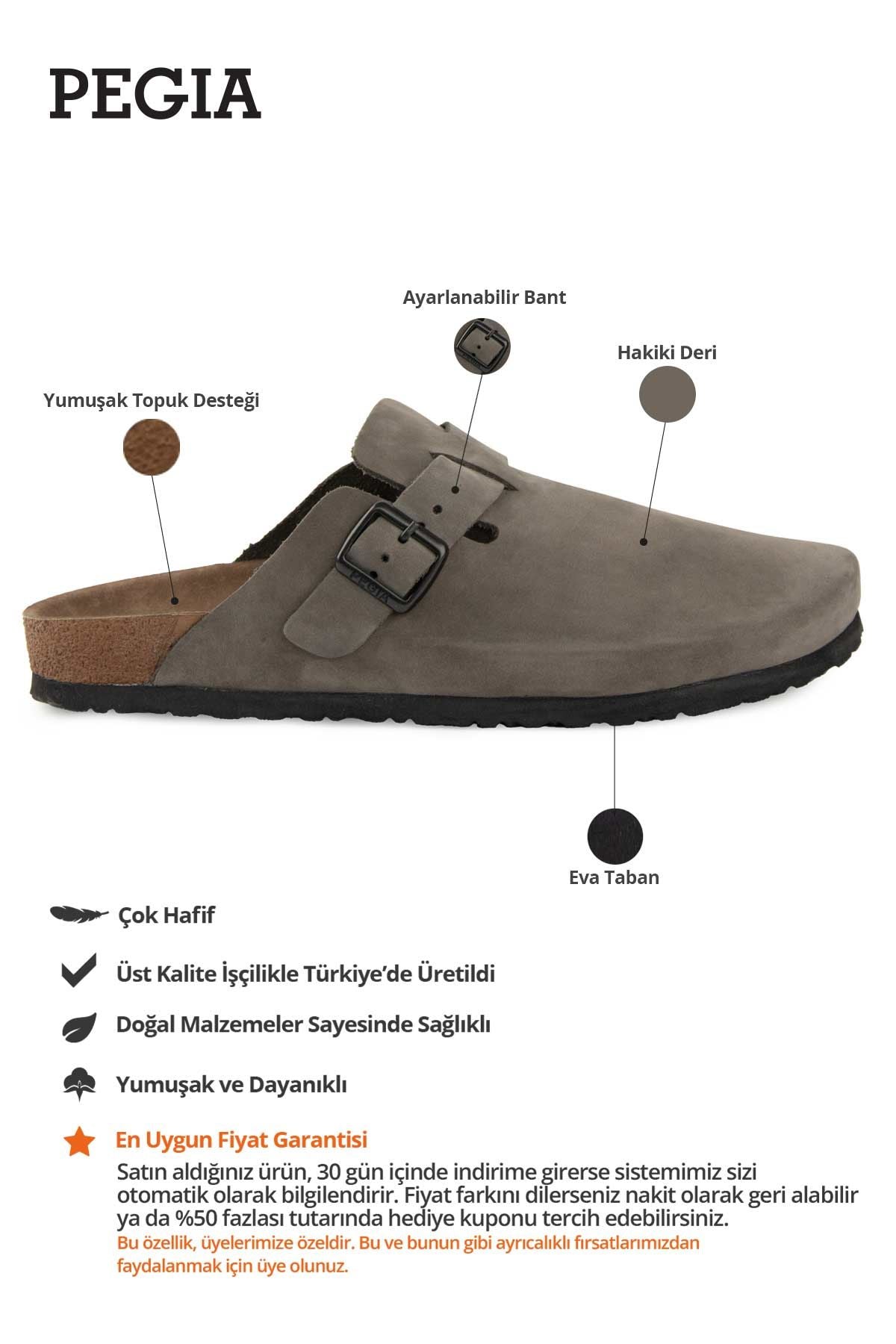 Erkek Deri Sabo Terlik 215031 Gri
