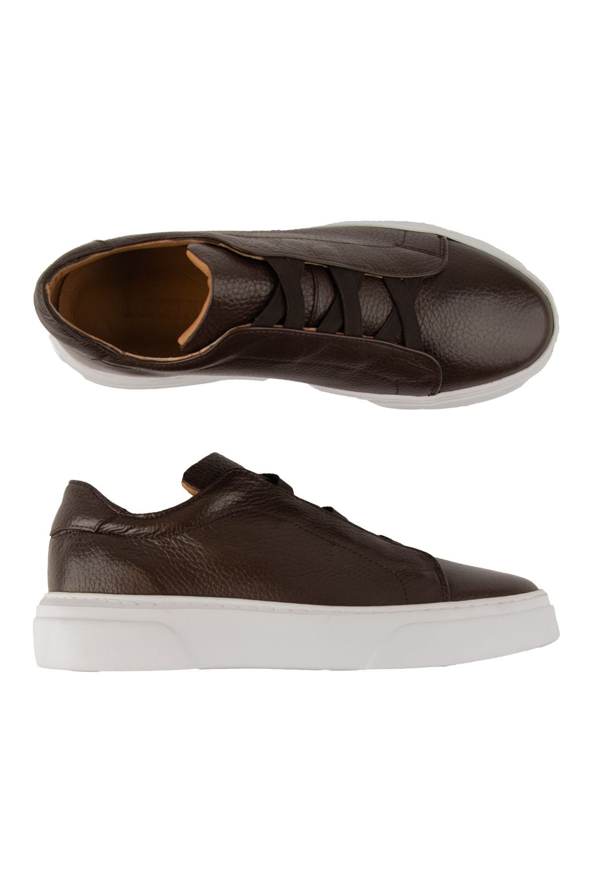 Erkek Deri Sneaker DG5011 Kahve