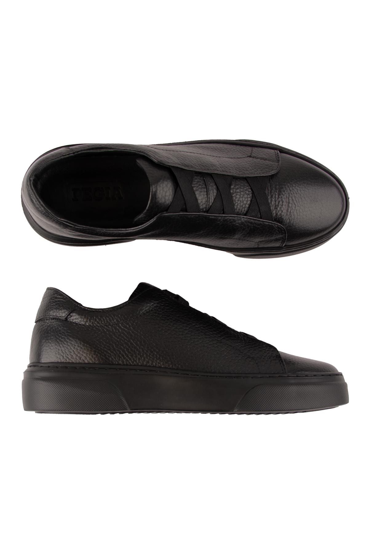 Erkek Deri Sneaker DG5011 Komple Siyah