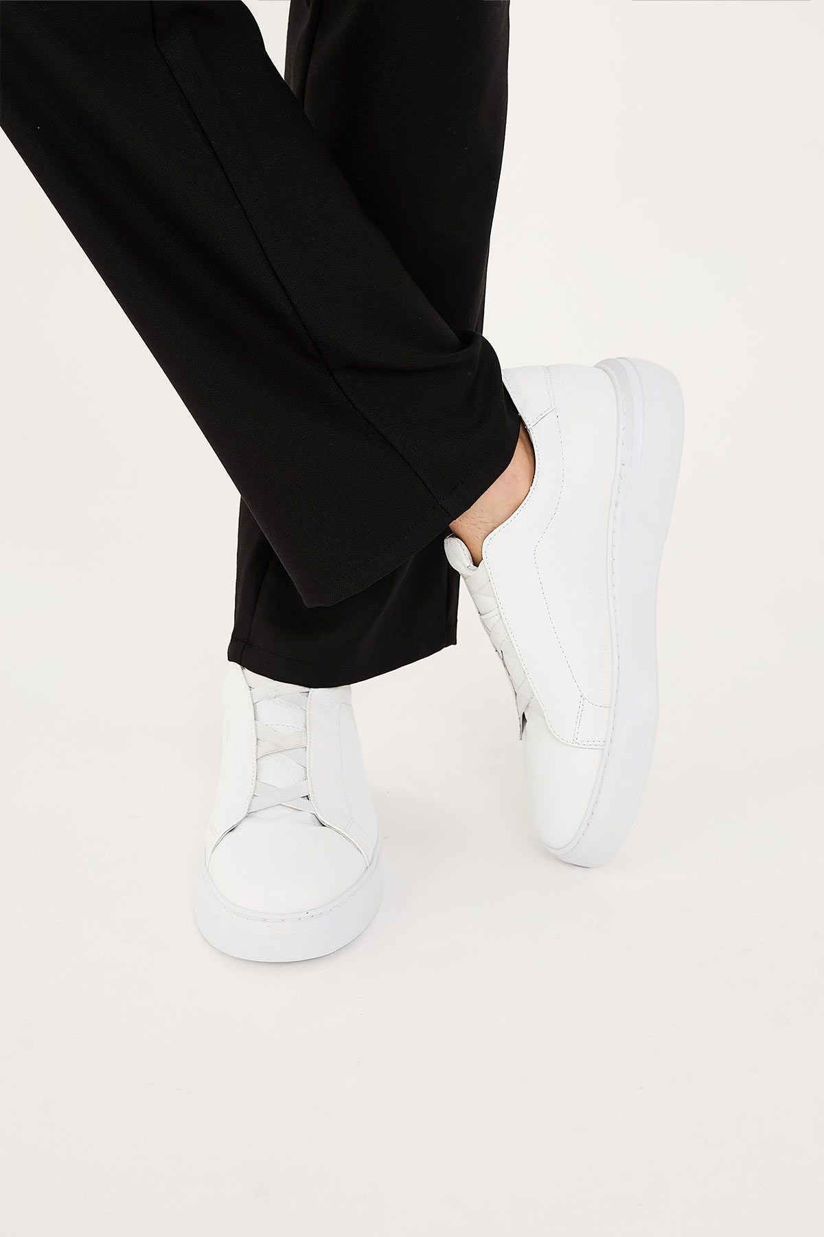 Erkek Deri Sneaker DG5011 Beyaz