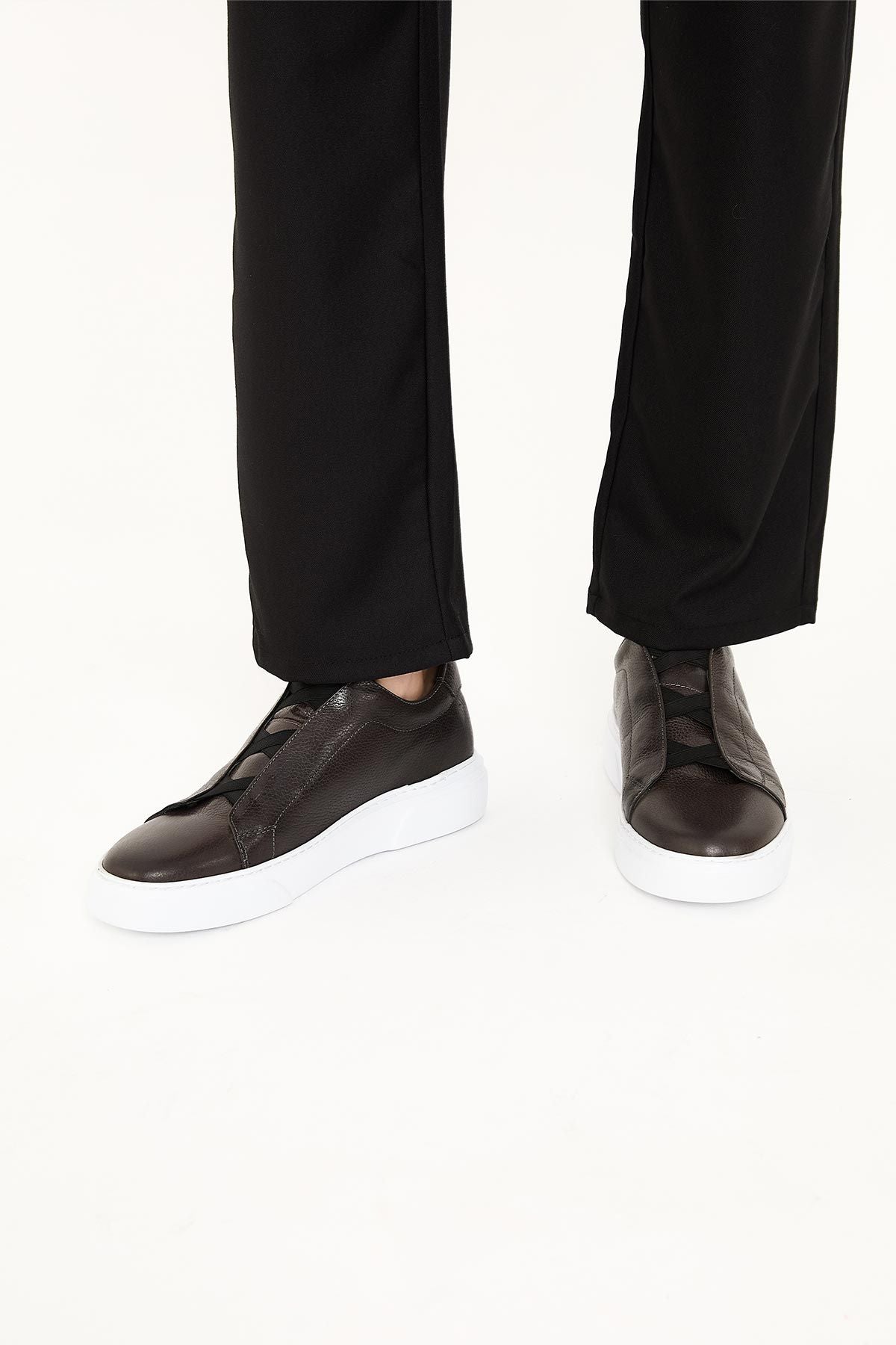 Erkek Deri Sneaker DG5011 Gri