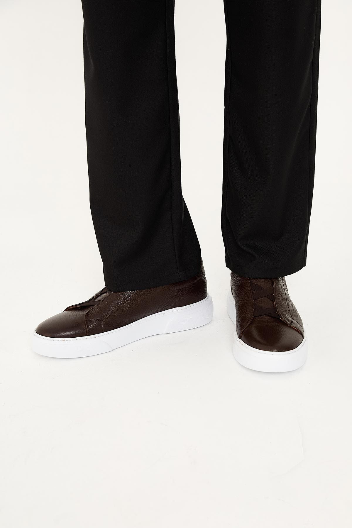 Erkek Deri Sneaker DG5011 Kahve