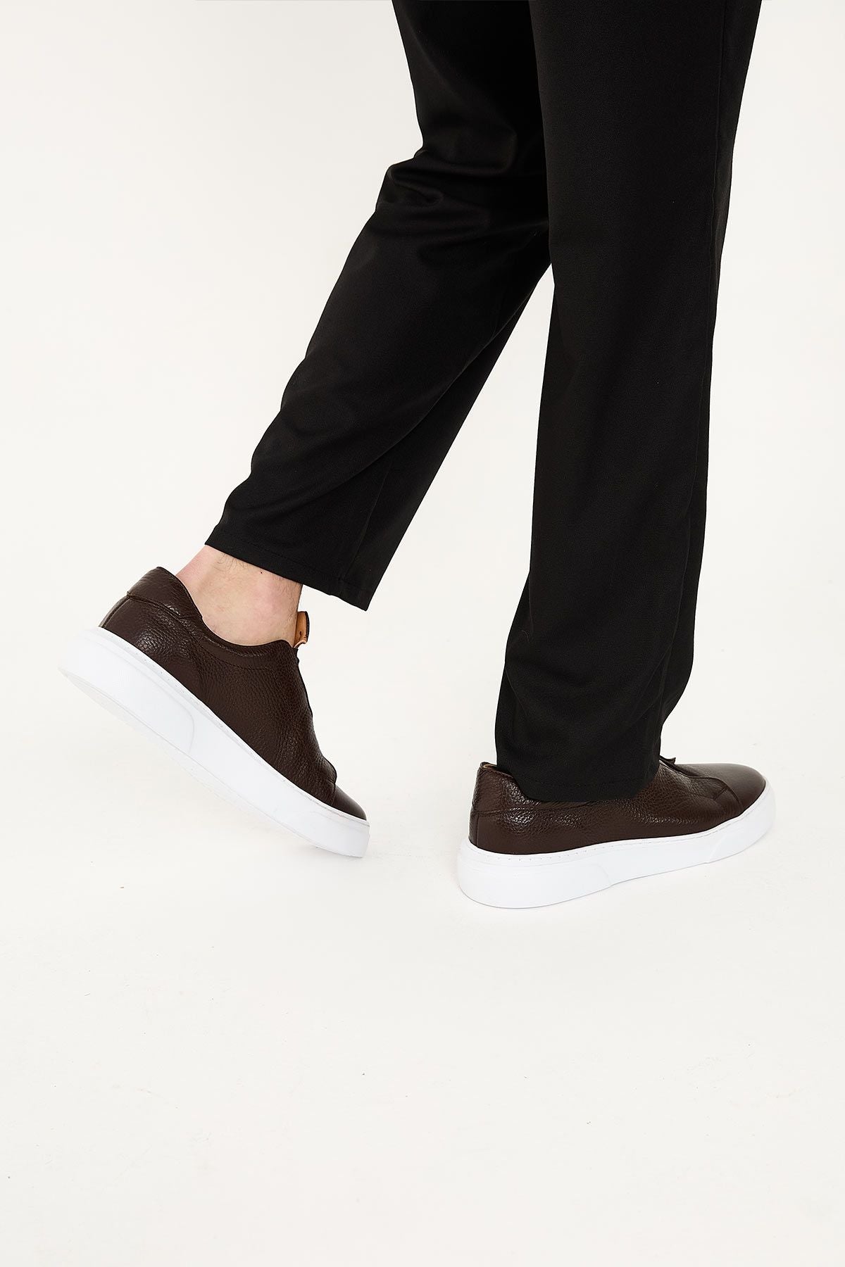 Erkek Deri Sneaker DG5011 Kahve