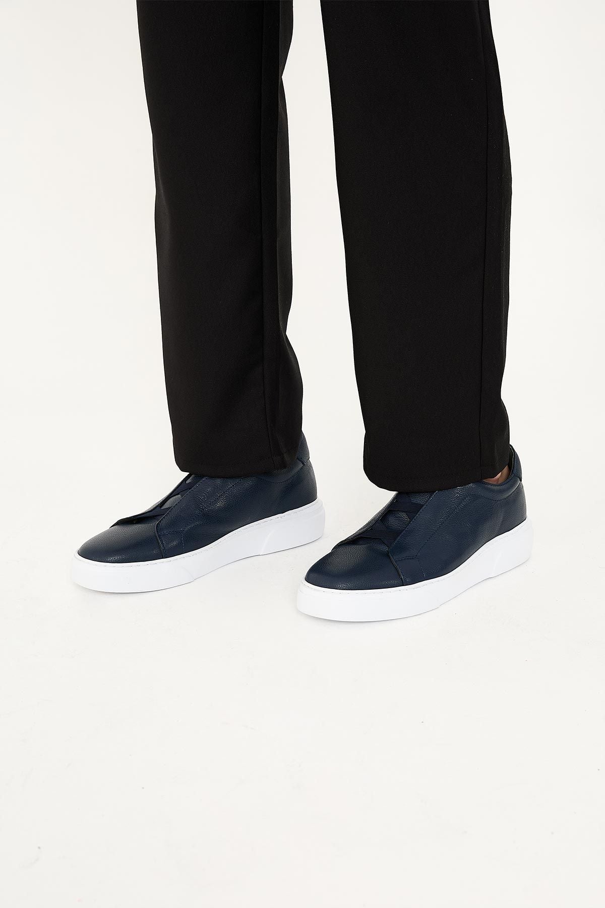 Erkek Deri Sneaker DG5011 Lacivert