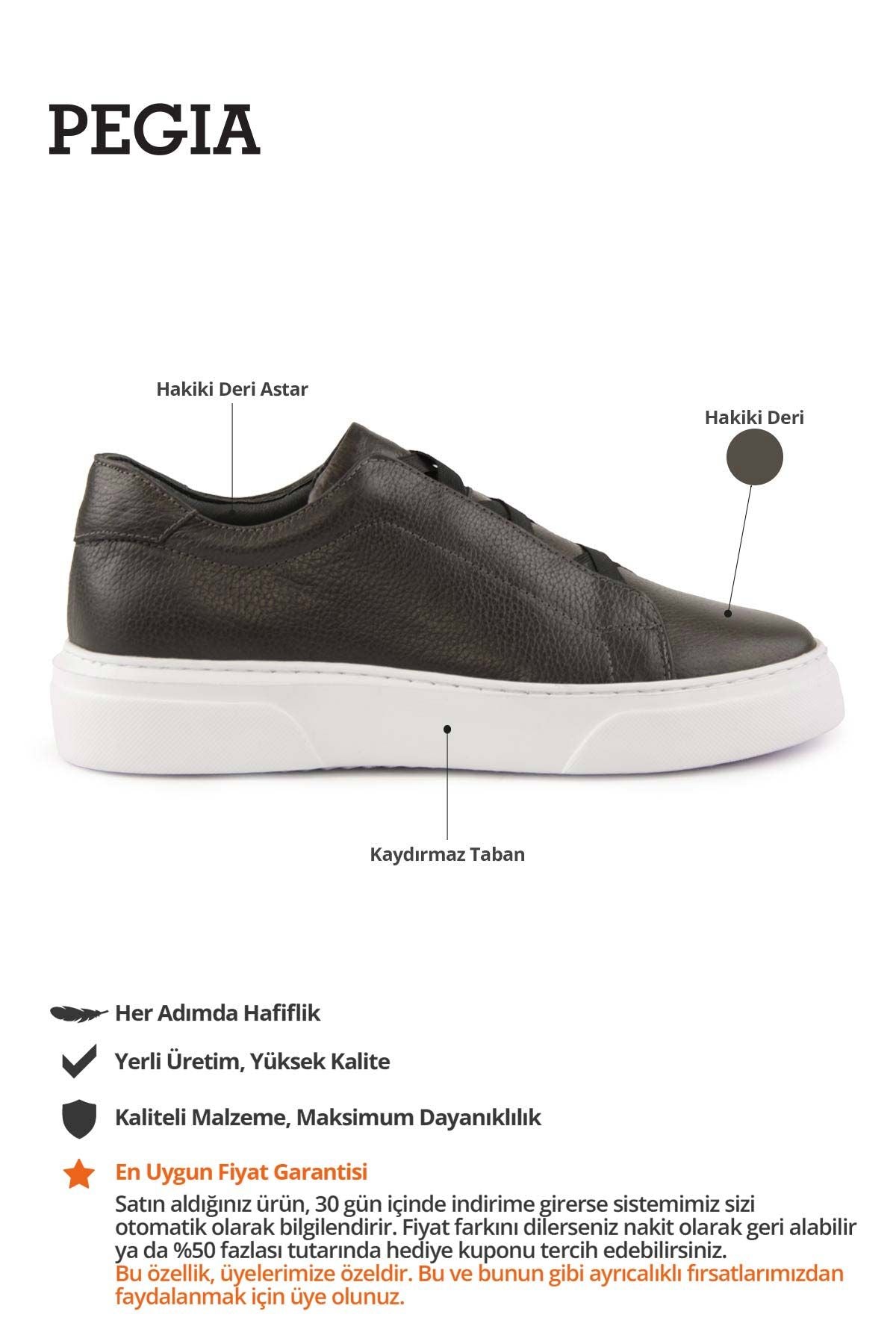 Erkek Deri Sneaker DG5011 Gri