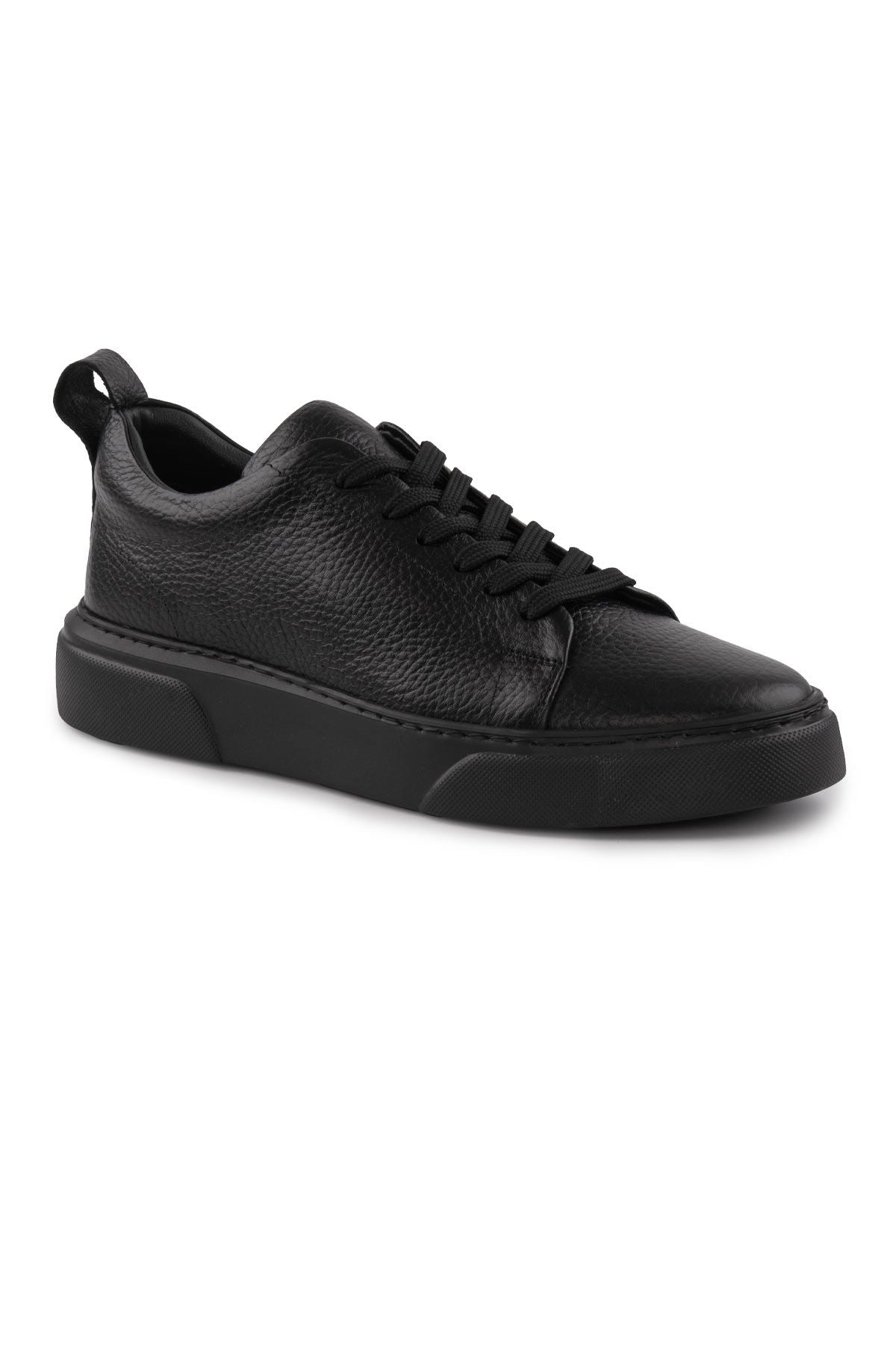 Erkek Deri Sneaker DG5012 Komple Siyah