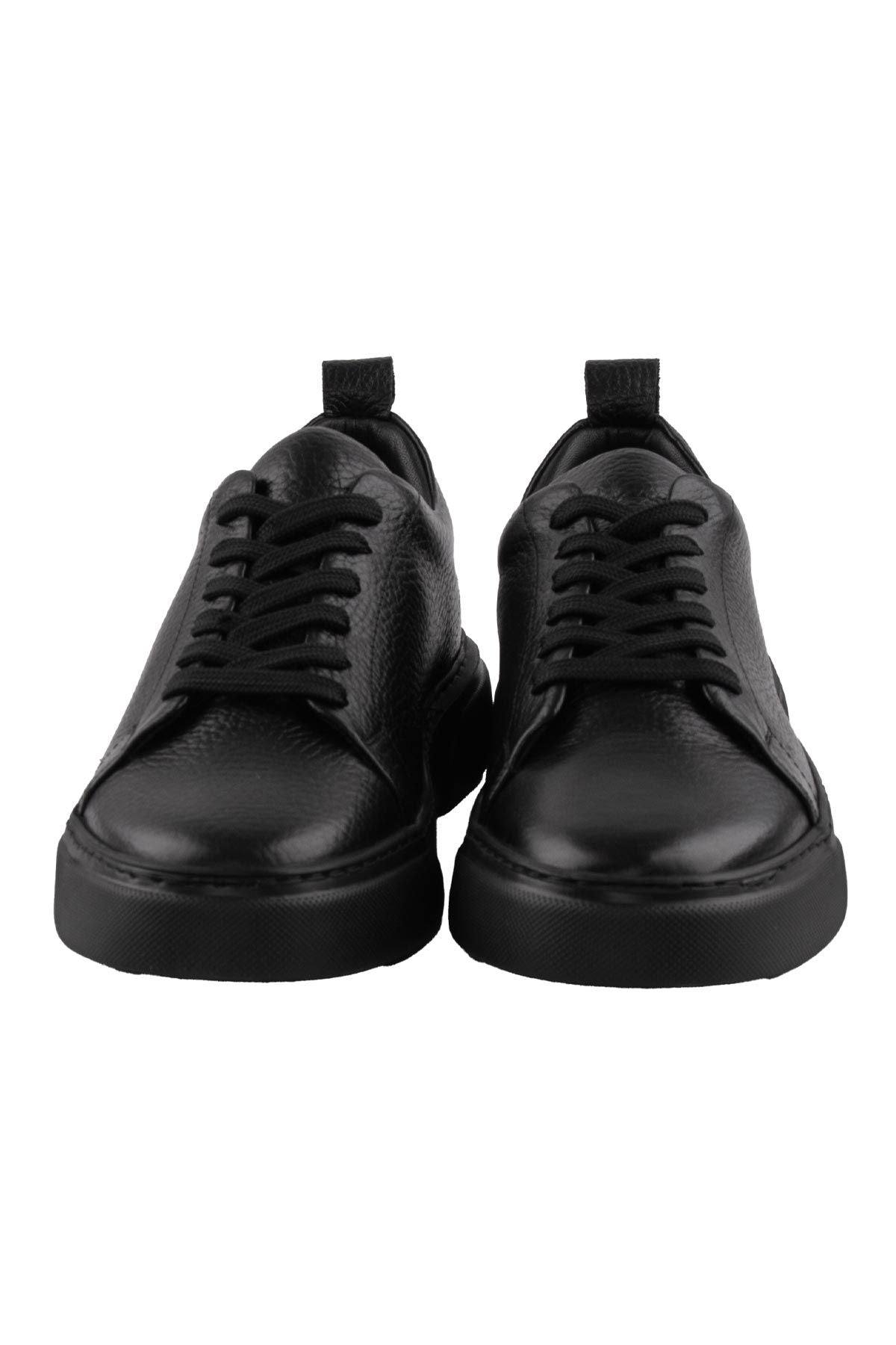 Erkek Deri Sneaker DG5012 Komple Siyah