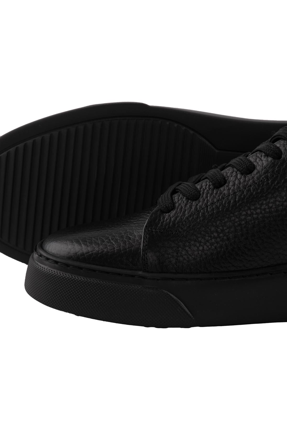 Erkek Deri Sneaker DG5012 Komple Siyah