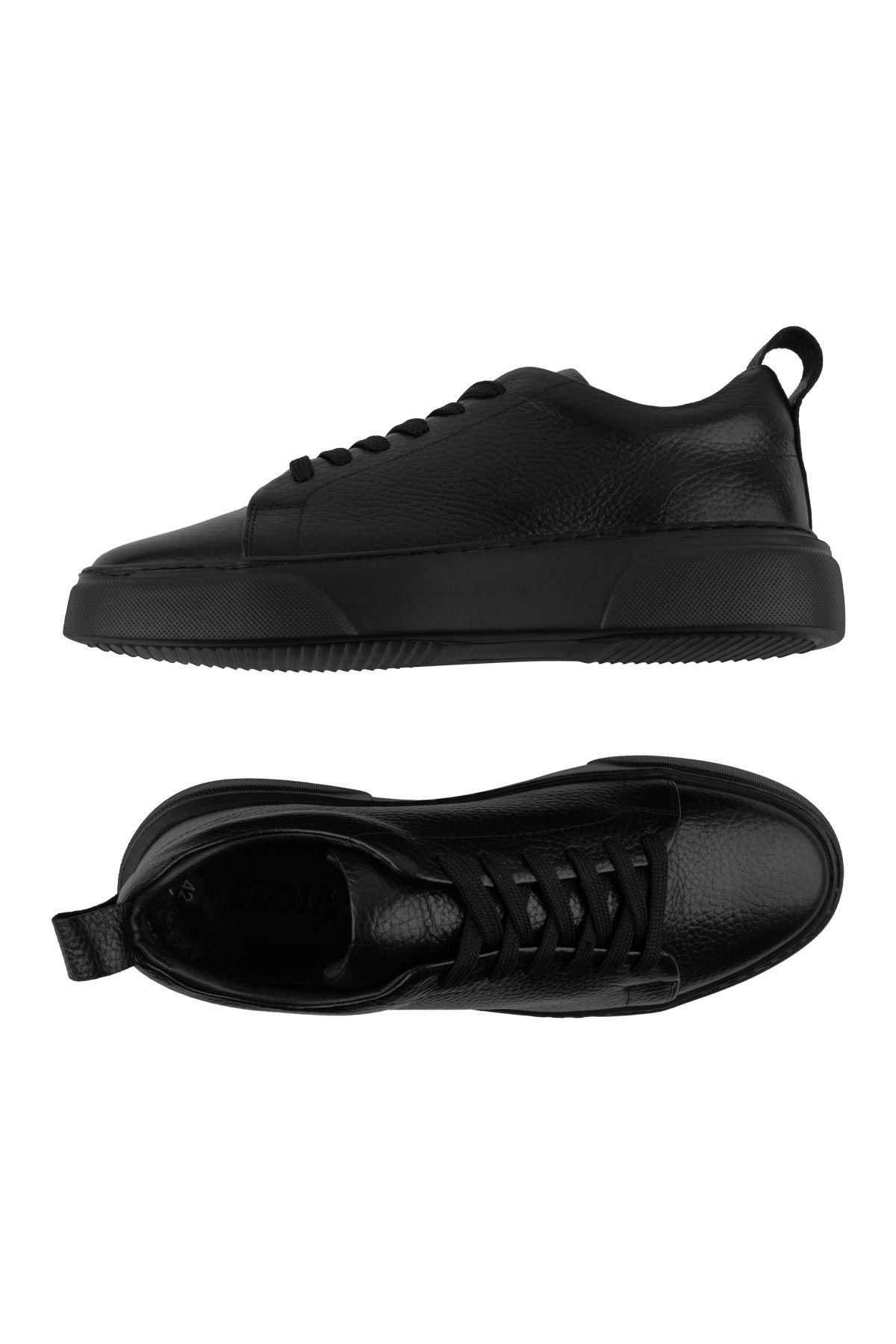 Erkek Deri Sneaker DG5012 Komple Siyah