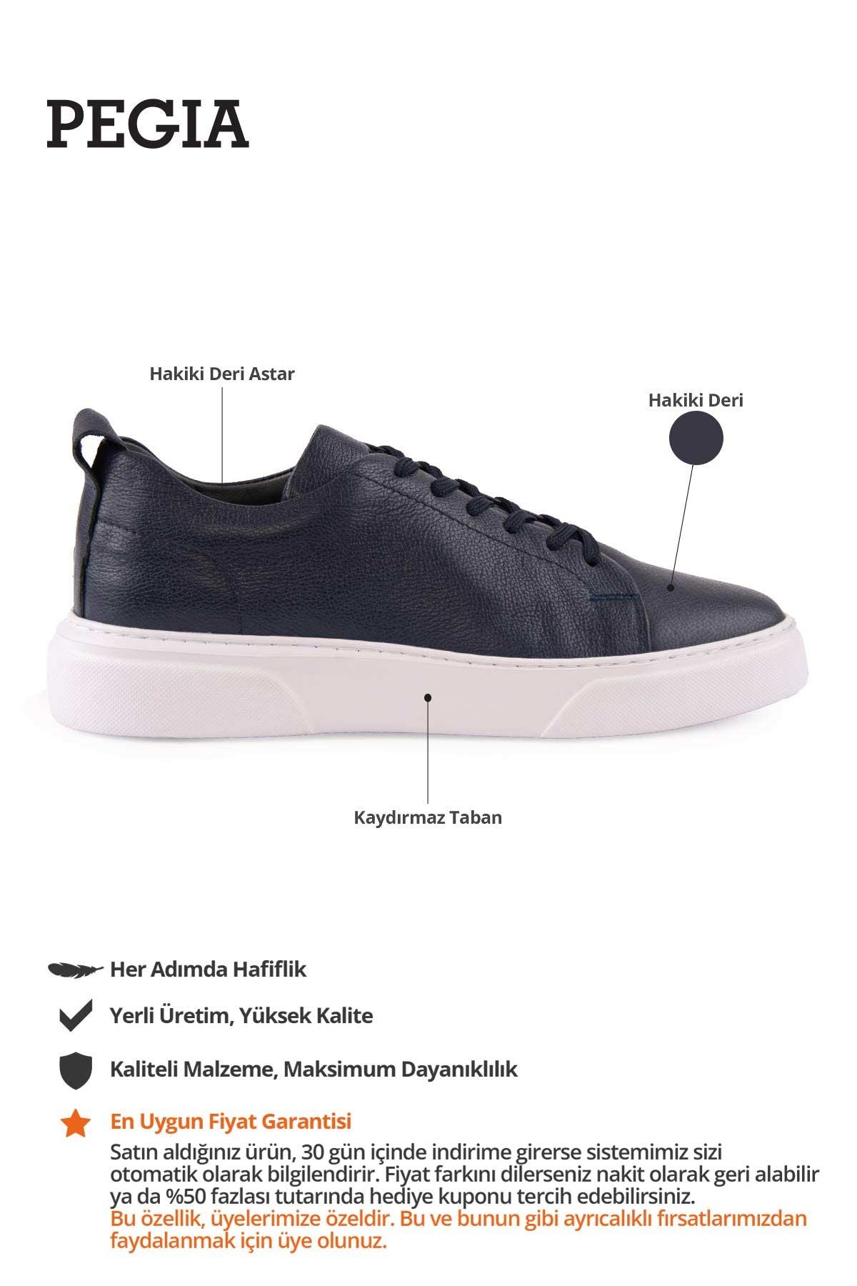 Erkek Deri Sneaker DG5012 Lacivert