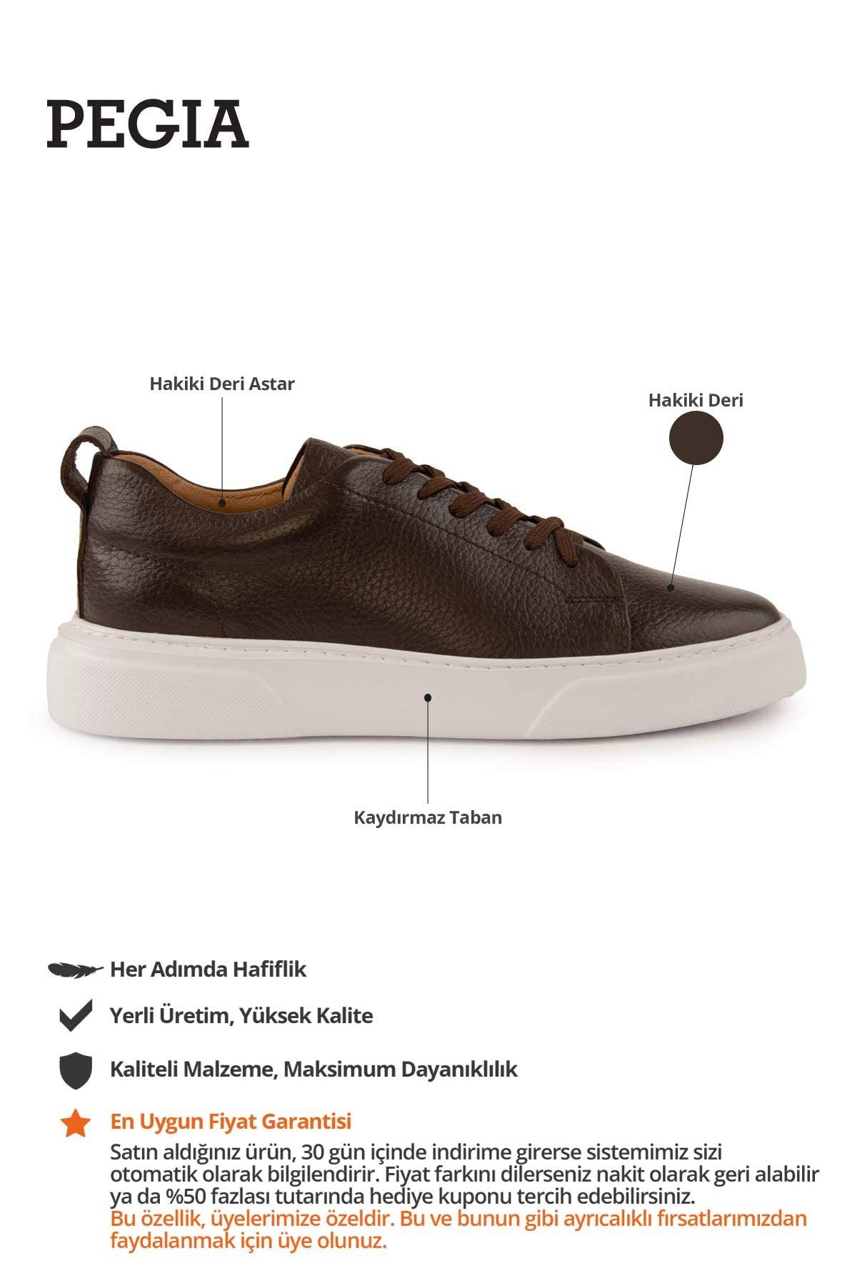 Erkek Deri Sneaker DG5012 Kahve
