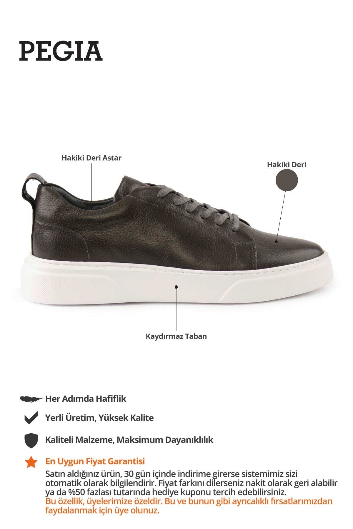 Erkek Deri Sneaker DG5012 Gri