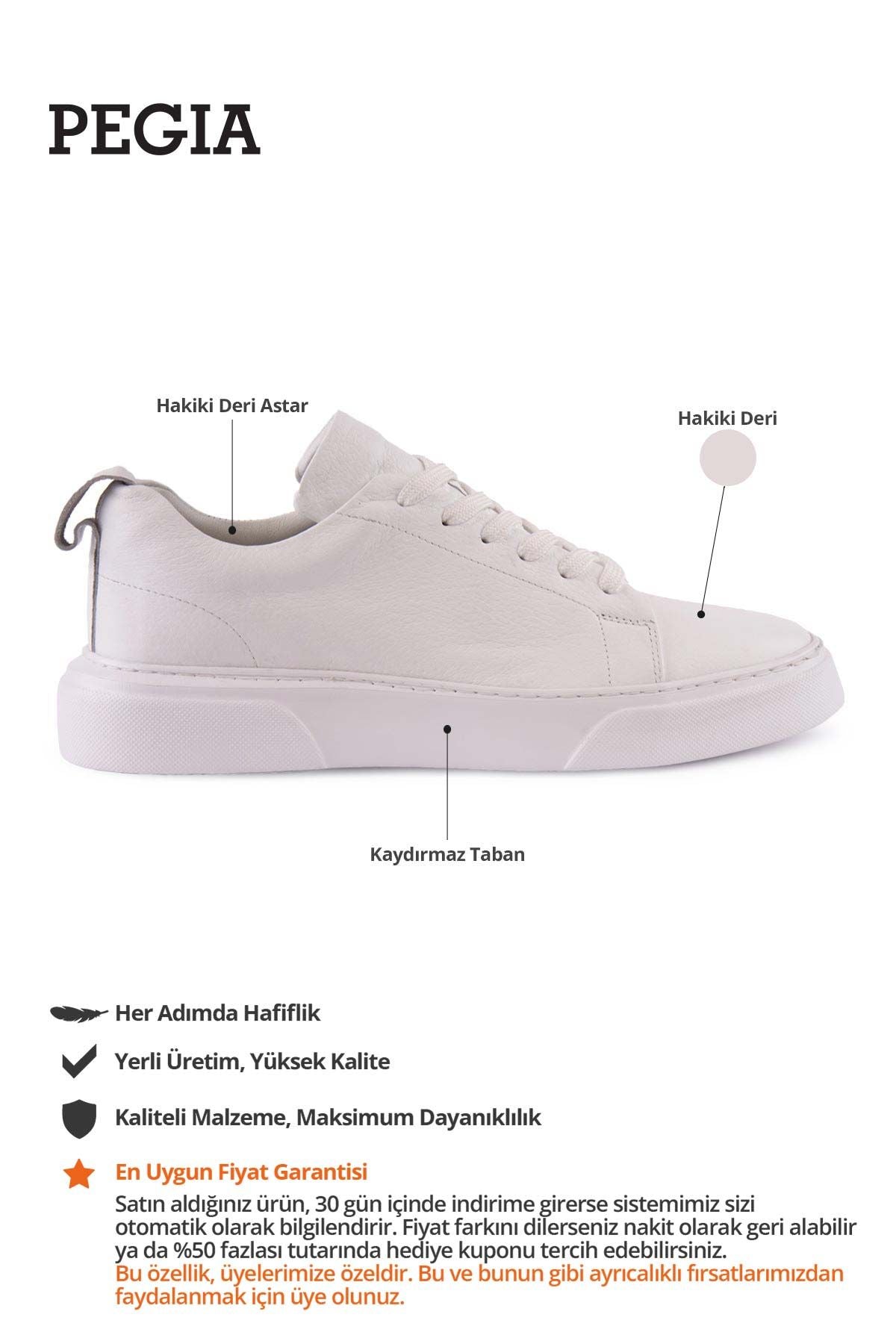Erkek Deri Sneaker DG5012 Beyaz