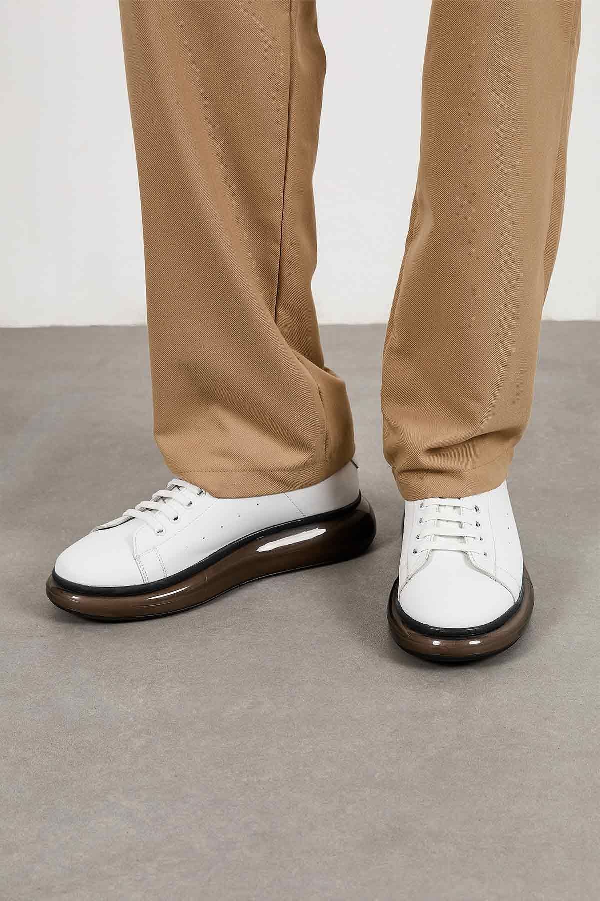 Erkek Deri Sneakers DG5008 Beyaz