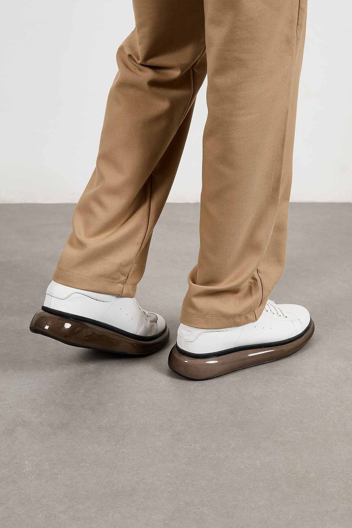 Erkek Deri Sneakers DG5008 Beyaz