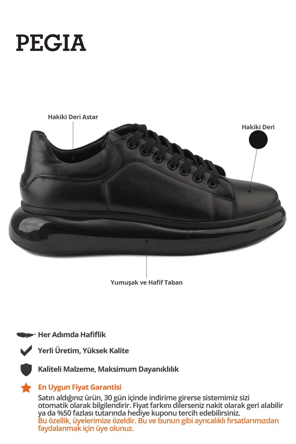 Erkek Deri Sneakers DG5008 Siyah