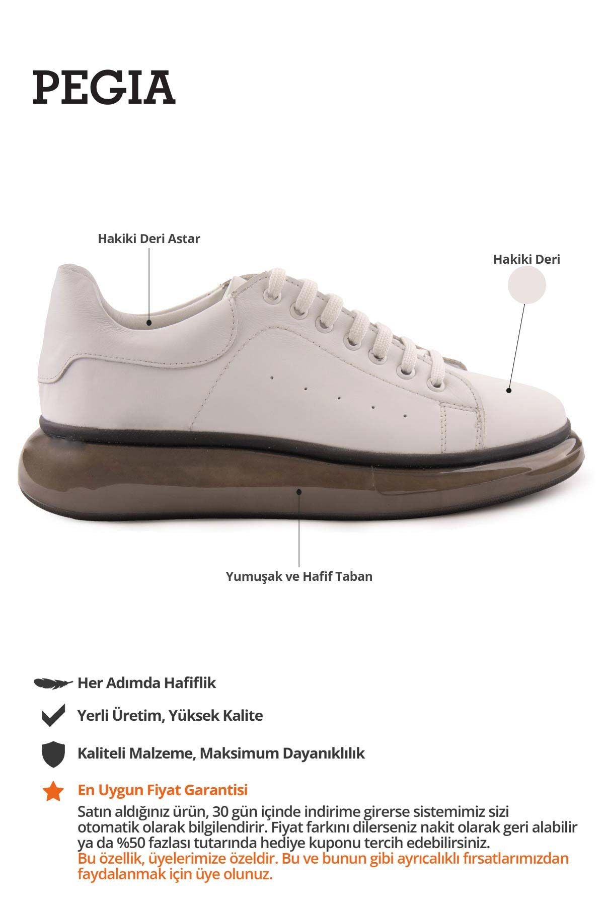 Erkek Deri Sneakers DG5008 Beyaz