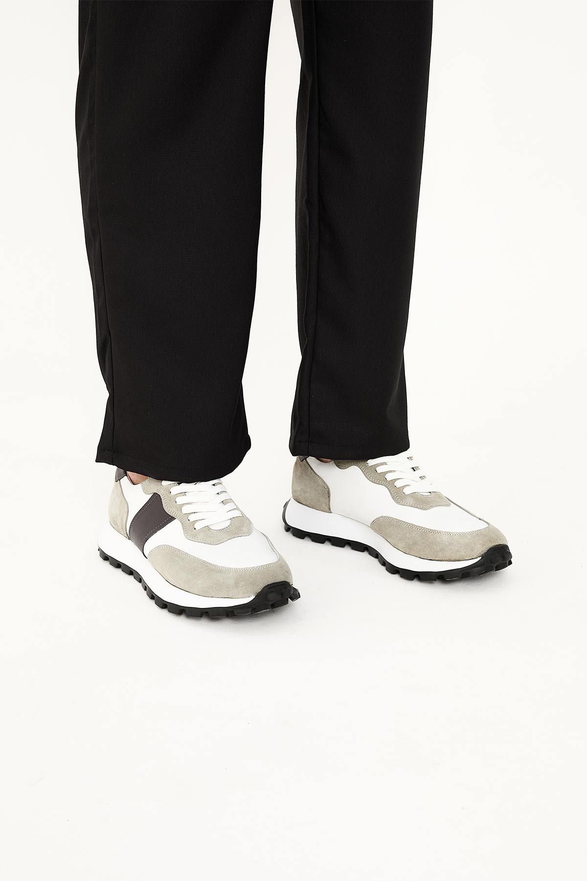 Erkek Deri Sneakers DG5023 Gri