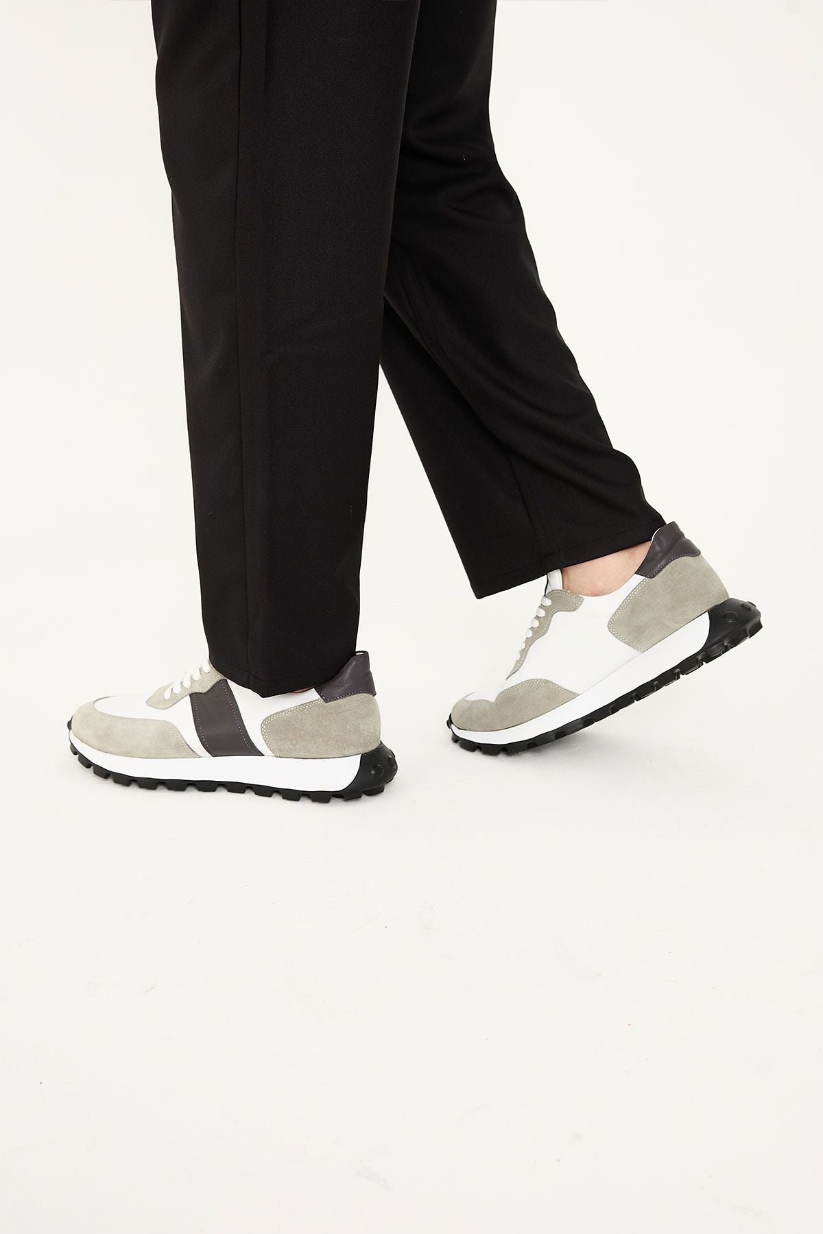Erkek Deri Sneakers DG5023 Gri