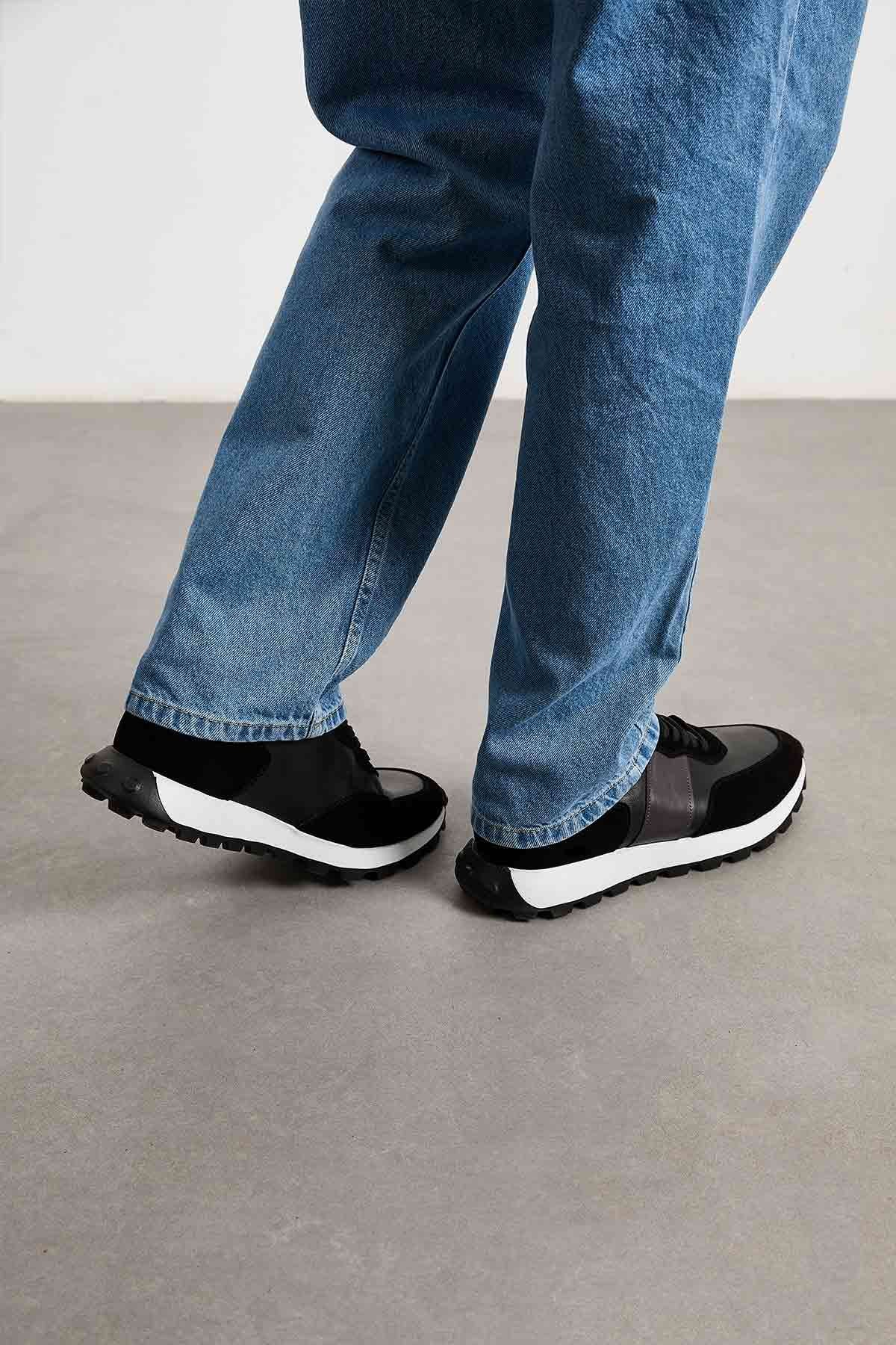 Erkek Deri Sneakers DG5023 Siyah