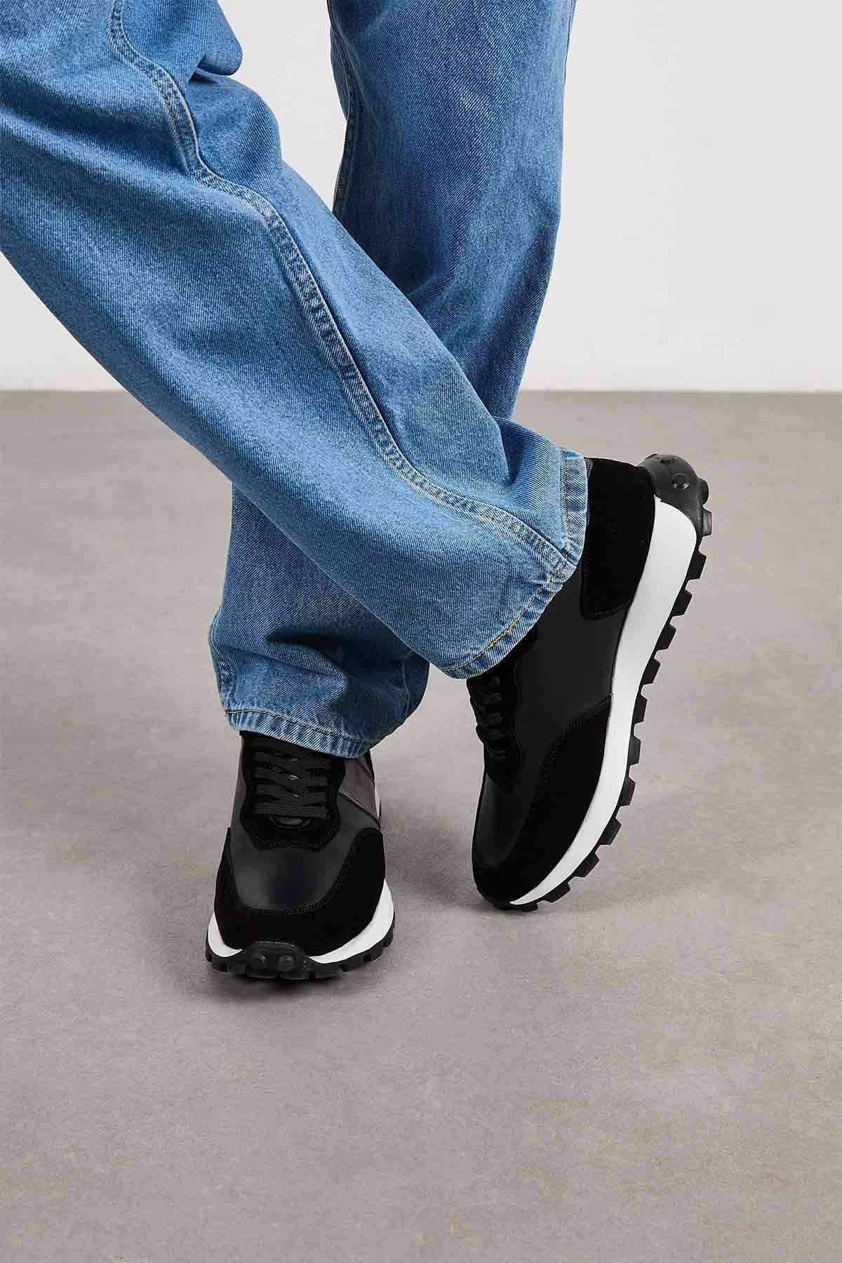 Erkek Deri Sneakers DG5023 Siyah