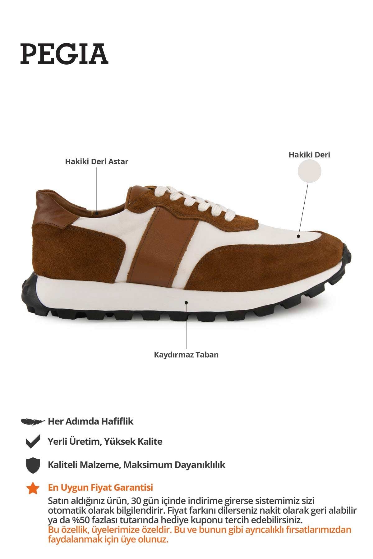 Erkek Deri Sneakers DG5023 Taba