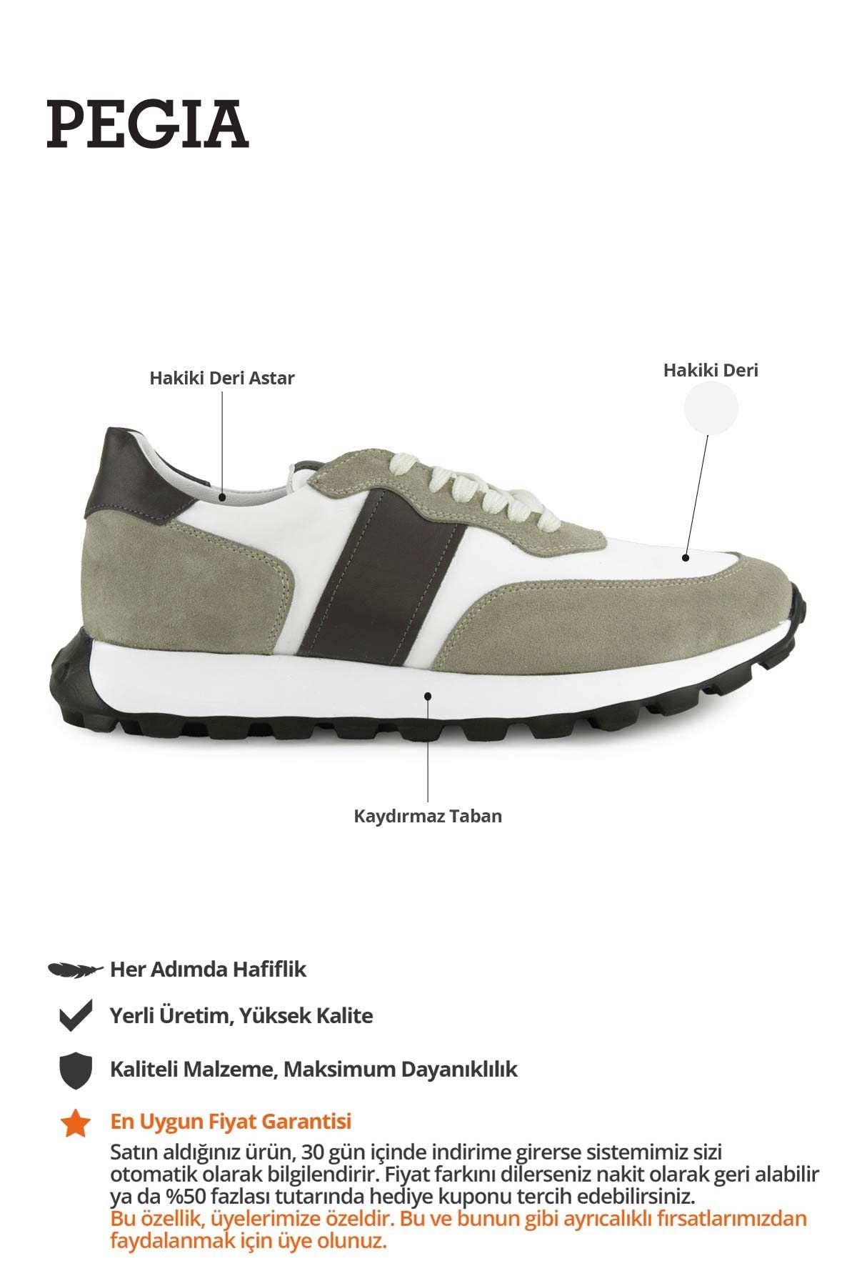 Erkek Deri Sneakers DG5023 Gri