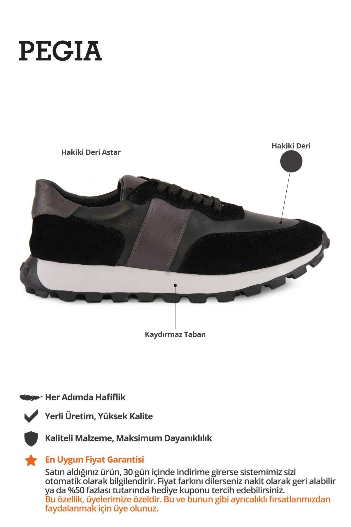 Erkek Deri Sneakers DG5023 Siyah