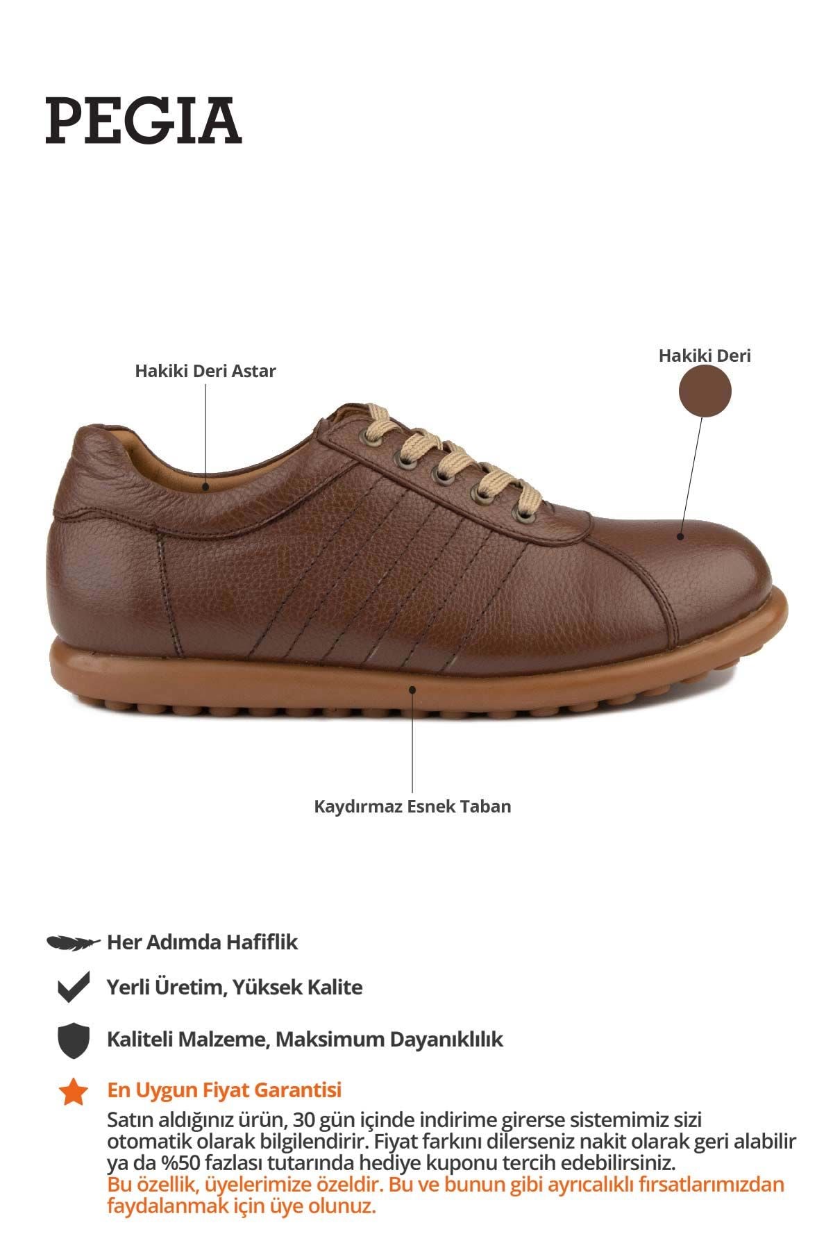 Erkek Günlük Deri Ayakkabı DG5001 Taba