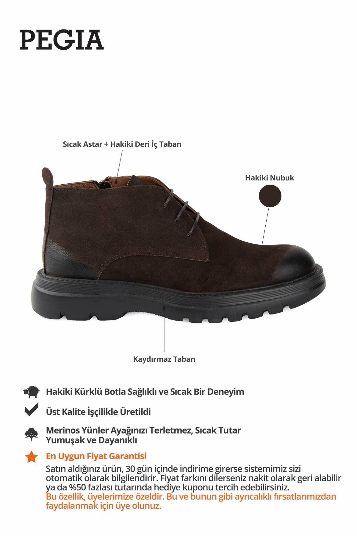 Erkek Nubuk Fermuarlı Bot DG5016 Kahve