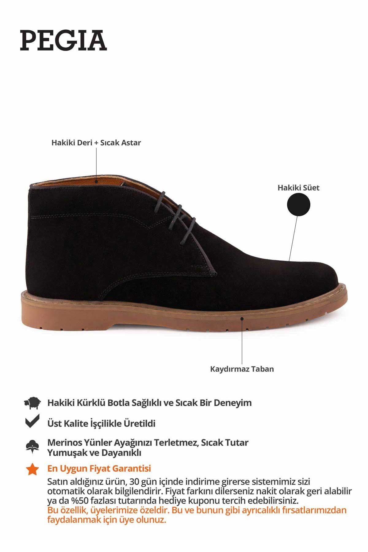 Erkek Süet Bağcıklı Bot DG5022 Siyah