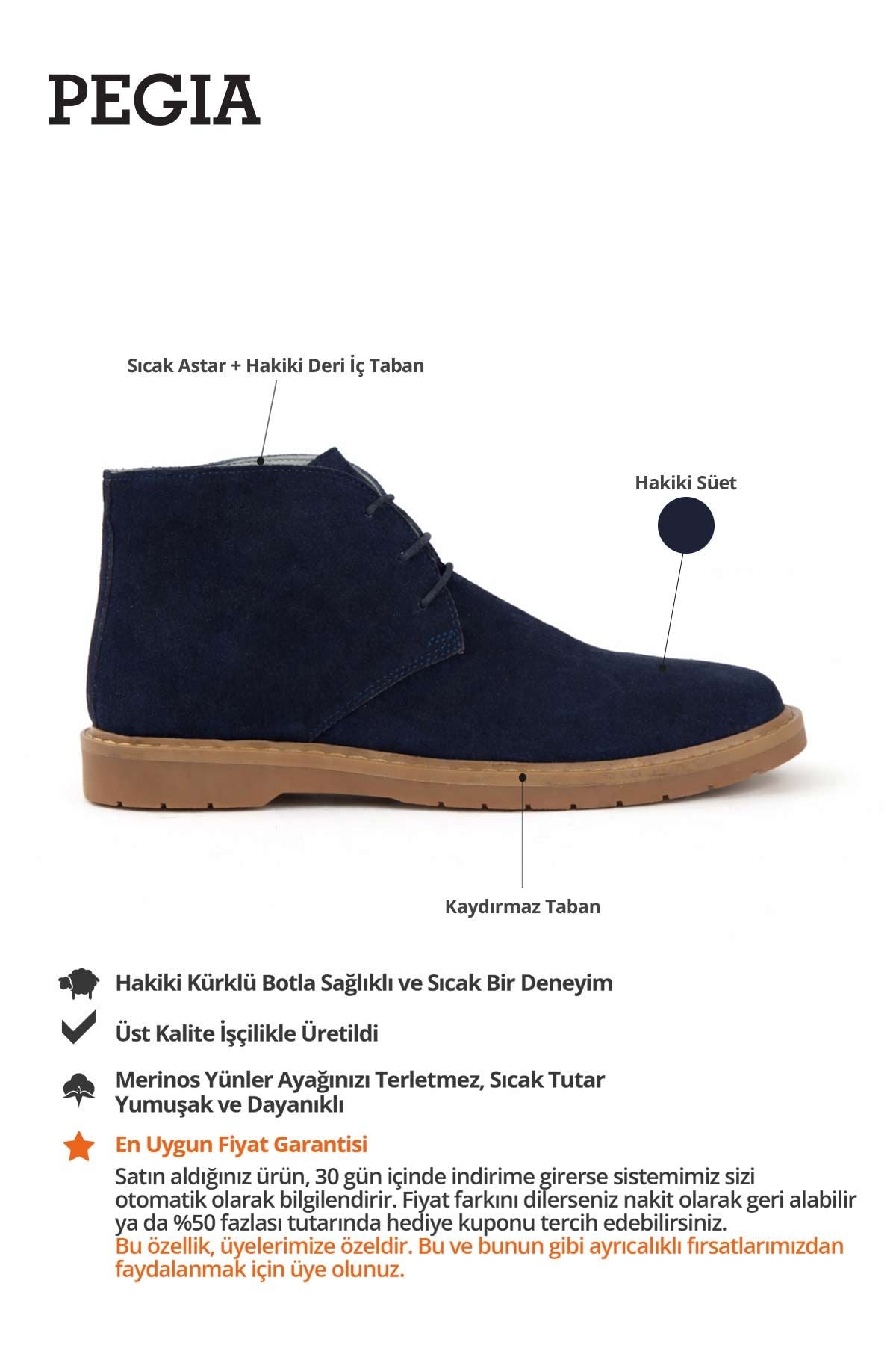 Erkek Süet Bağcıklı Bot DG5022 Lacivert
