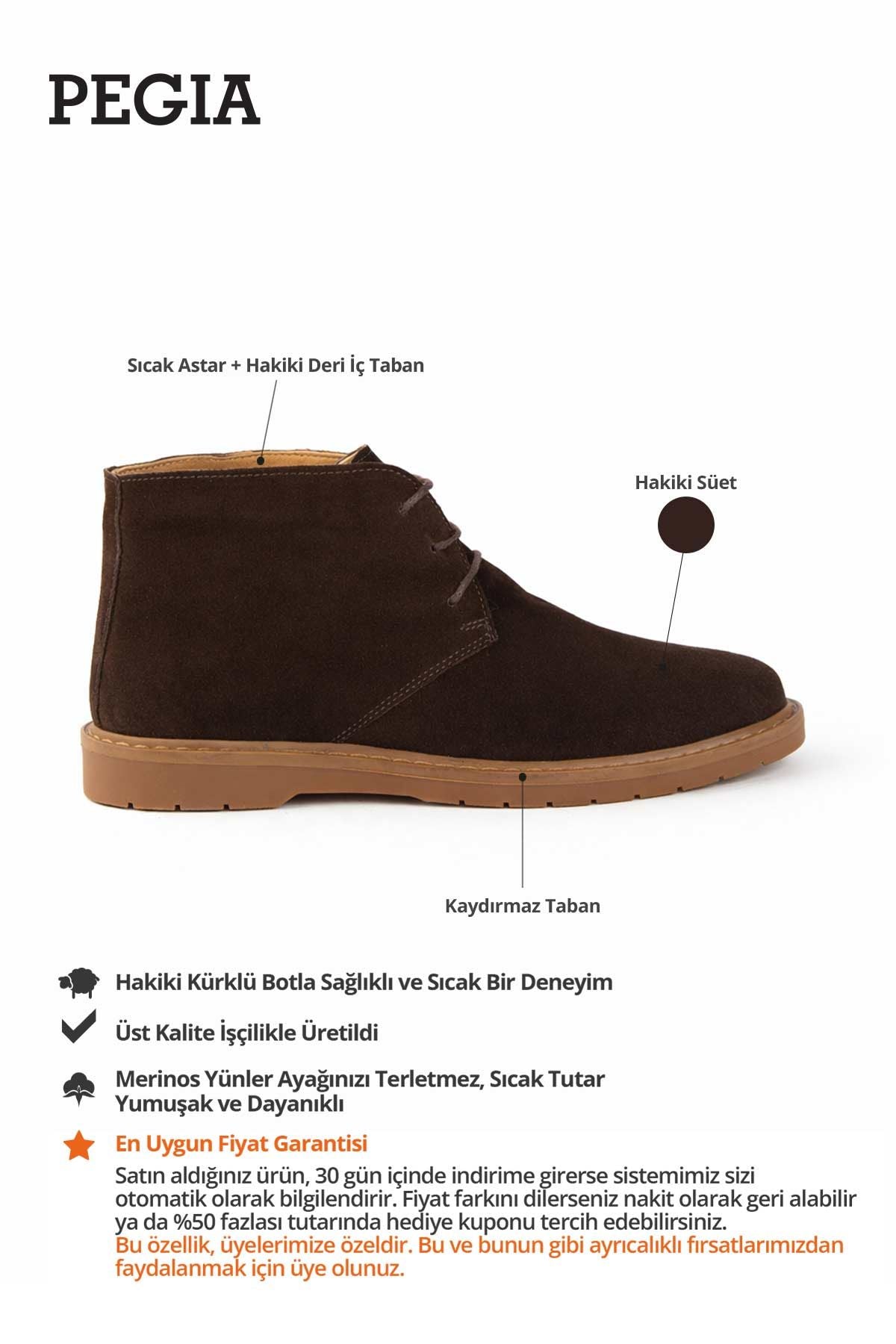Erkek Süet Bağcıklı Bot DG5022 Kahve