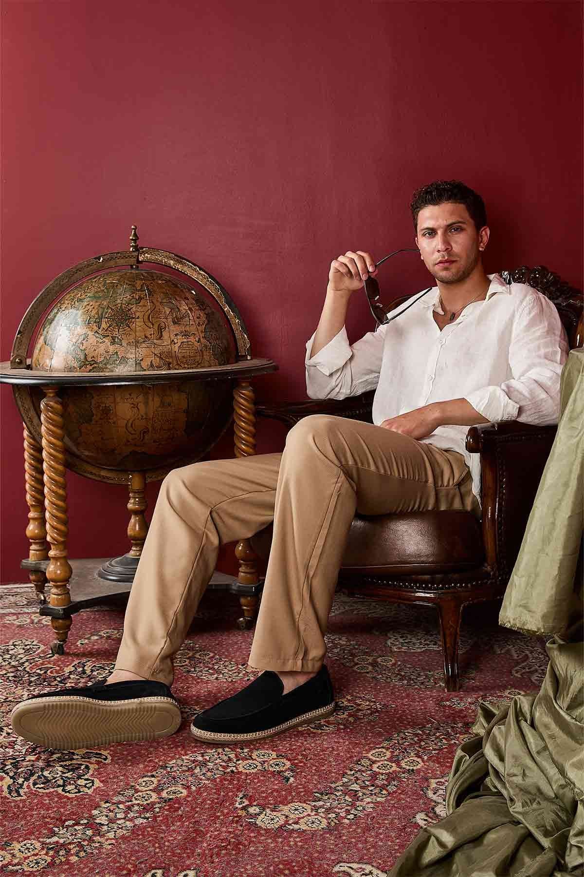 Erkek Süet Espadril Ayakkabı DG5007 Lacivert