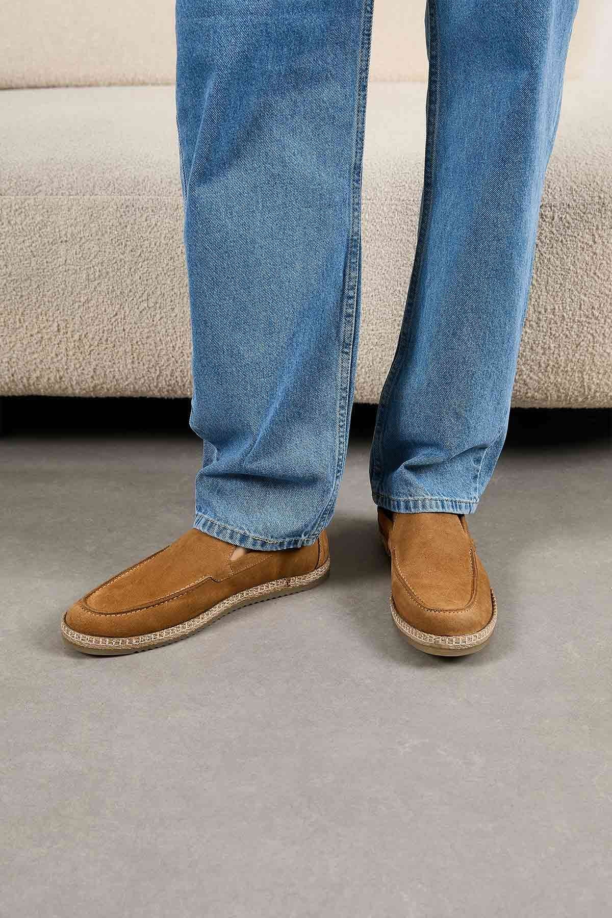 Erkek Süet Espadril Ayakkabı DG5007 Camel