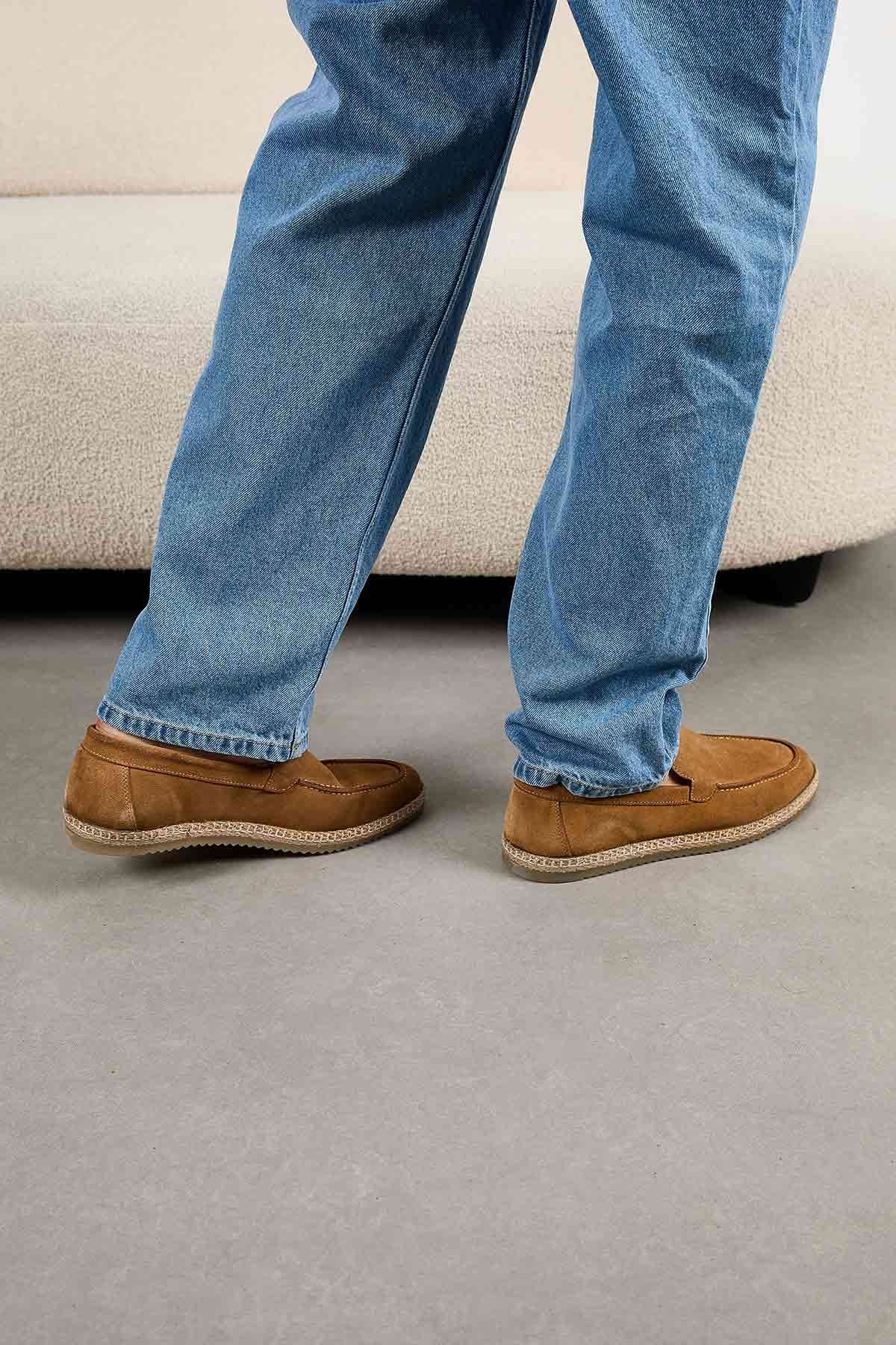 Erkek Süet Espadril Ayakkabı DG5007 Camel