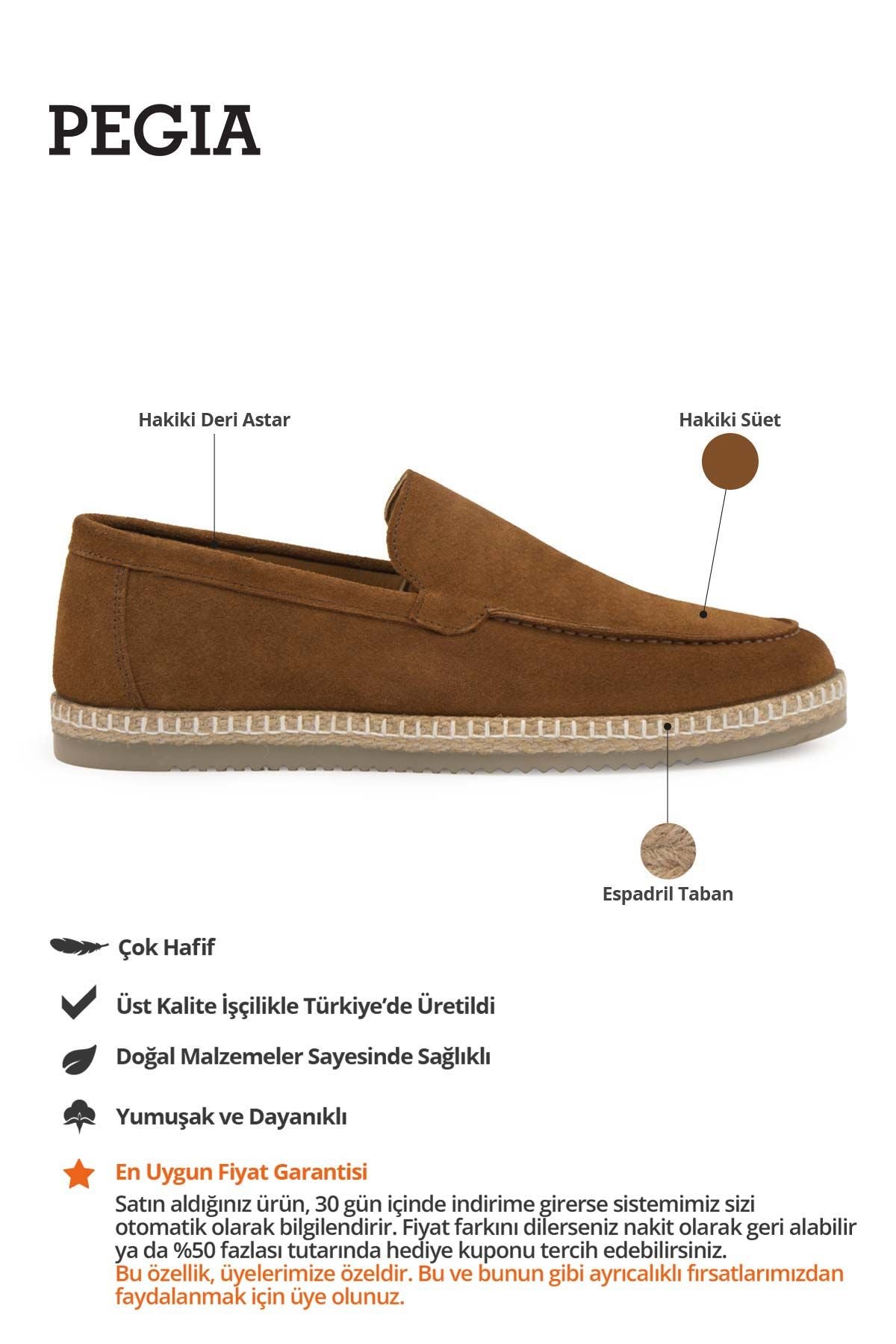 Erkek Süet Espadril Ayakkabı DG5007 Taba