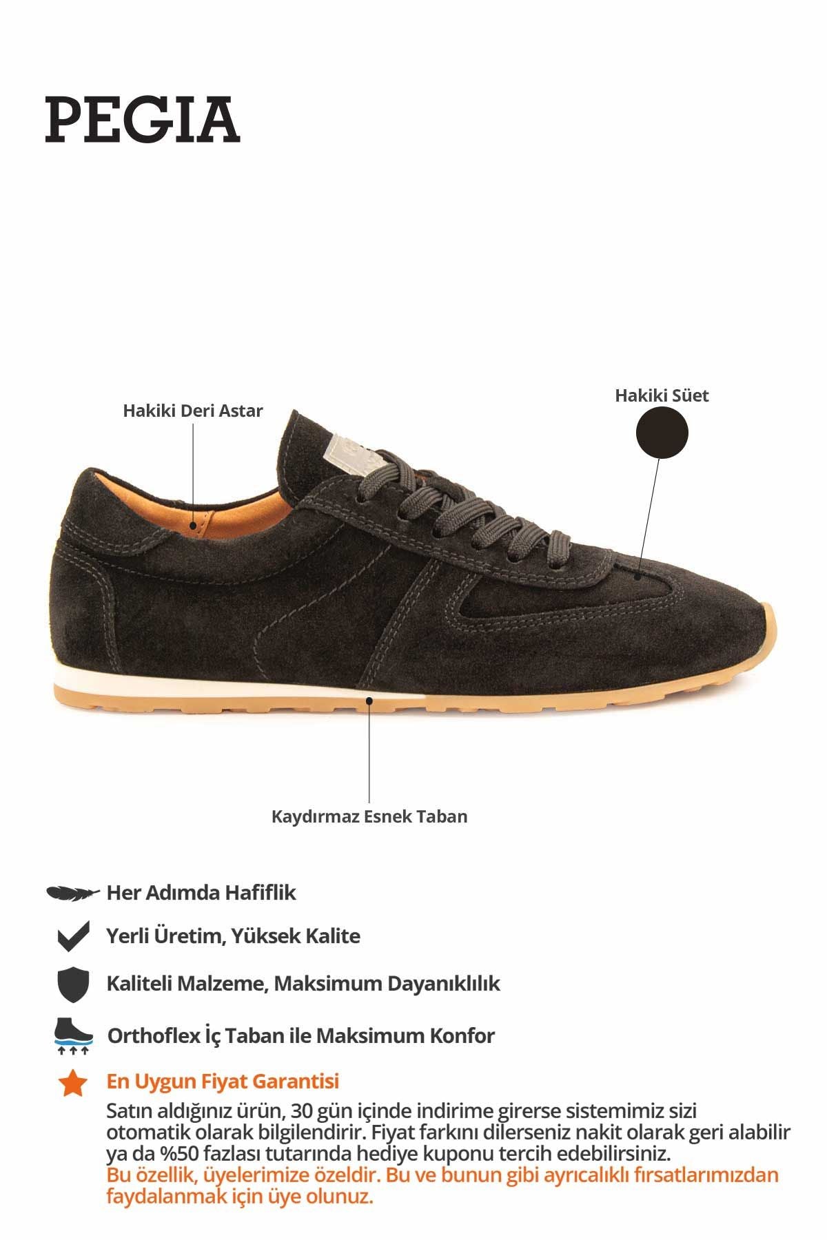 Flex Hakiki Süet Sneaker 600100 Siyah