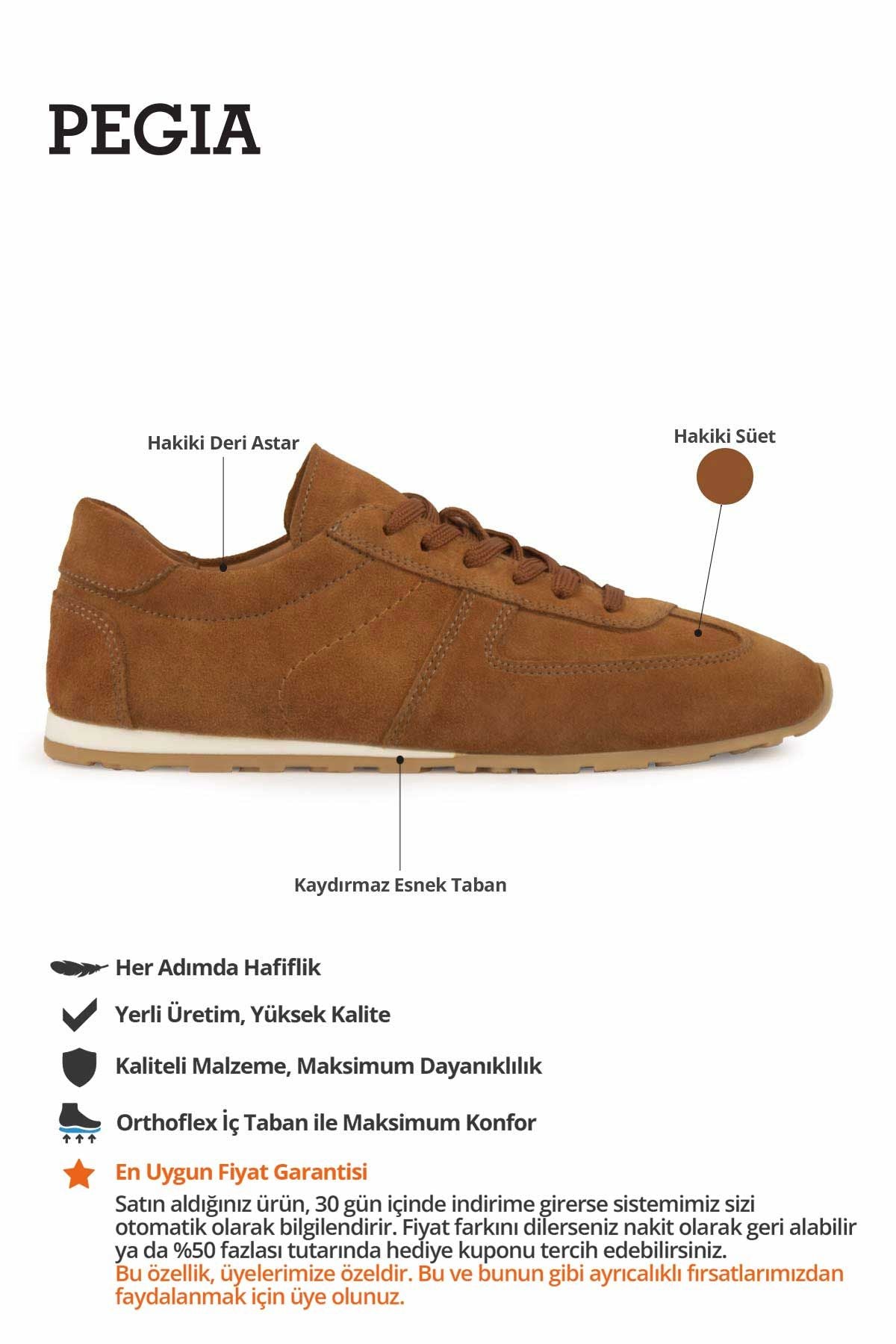 Flex Hakiki Süet Sneaker 600100 Taba