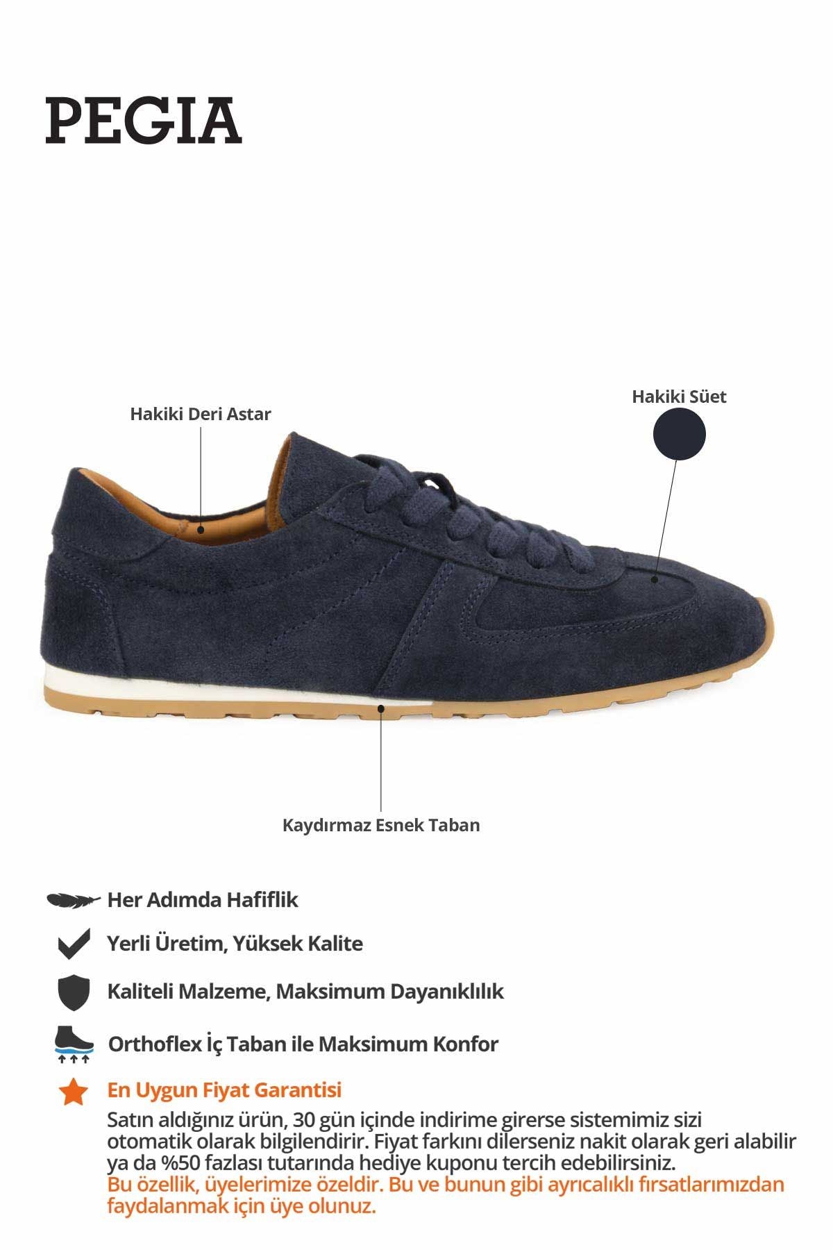 Flex Hakiki Süet Sneaker 600100 Lacivert