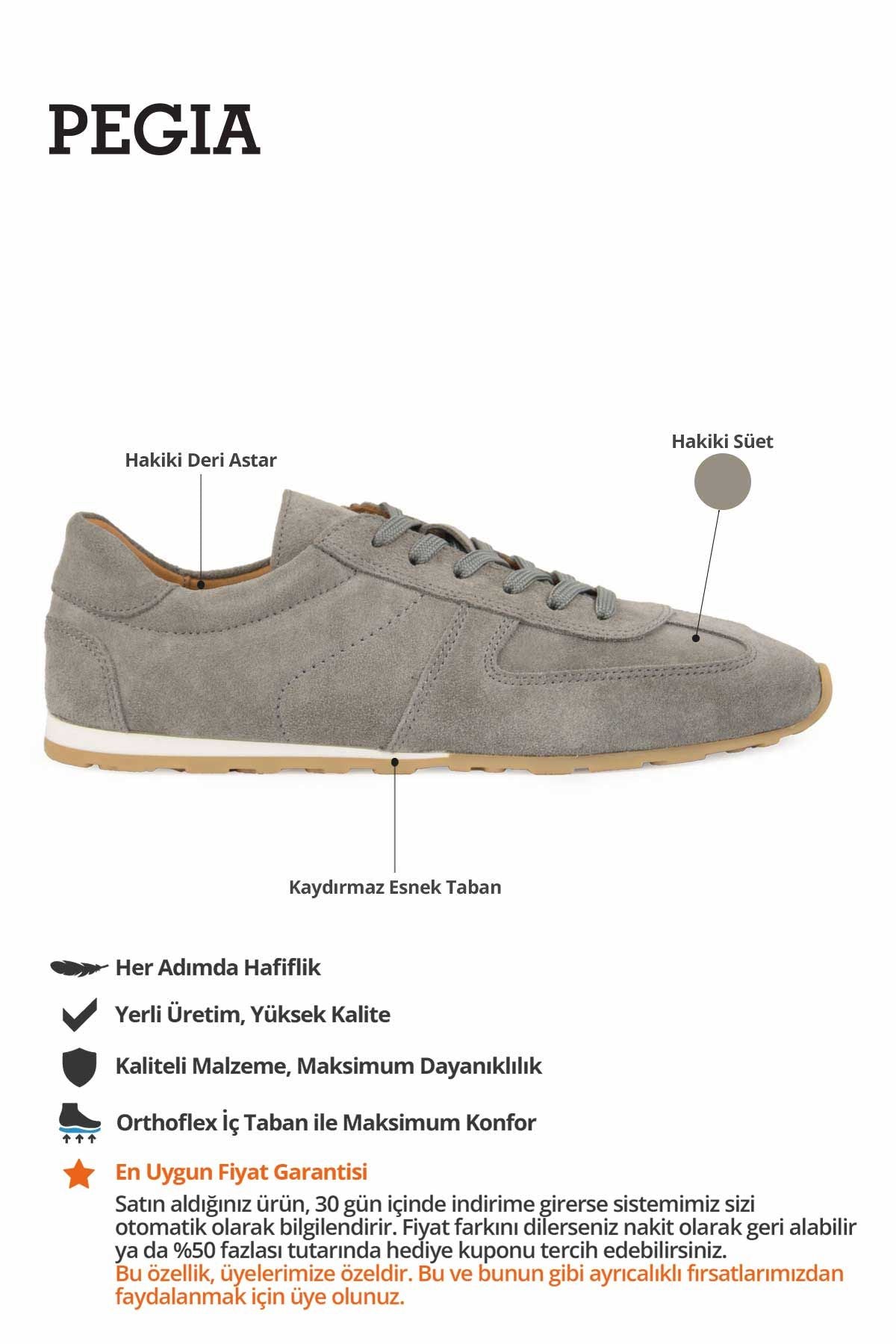 Flex Hakiki Süet Sneaker 600100 Gri