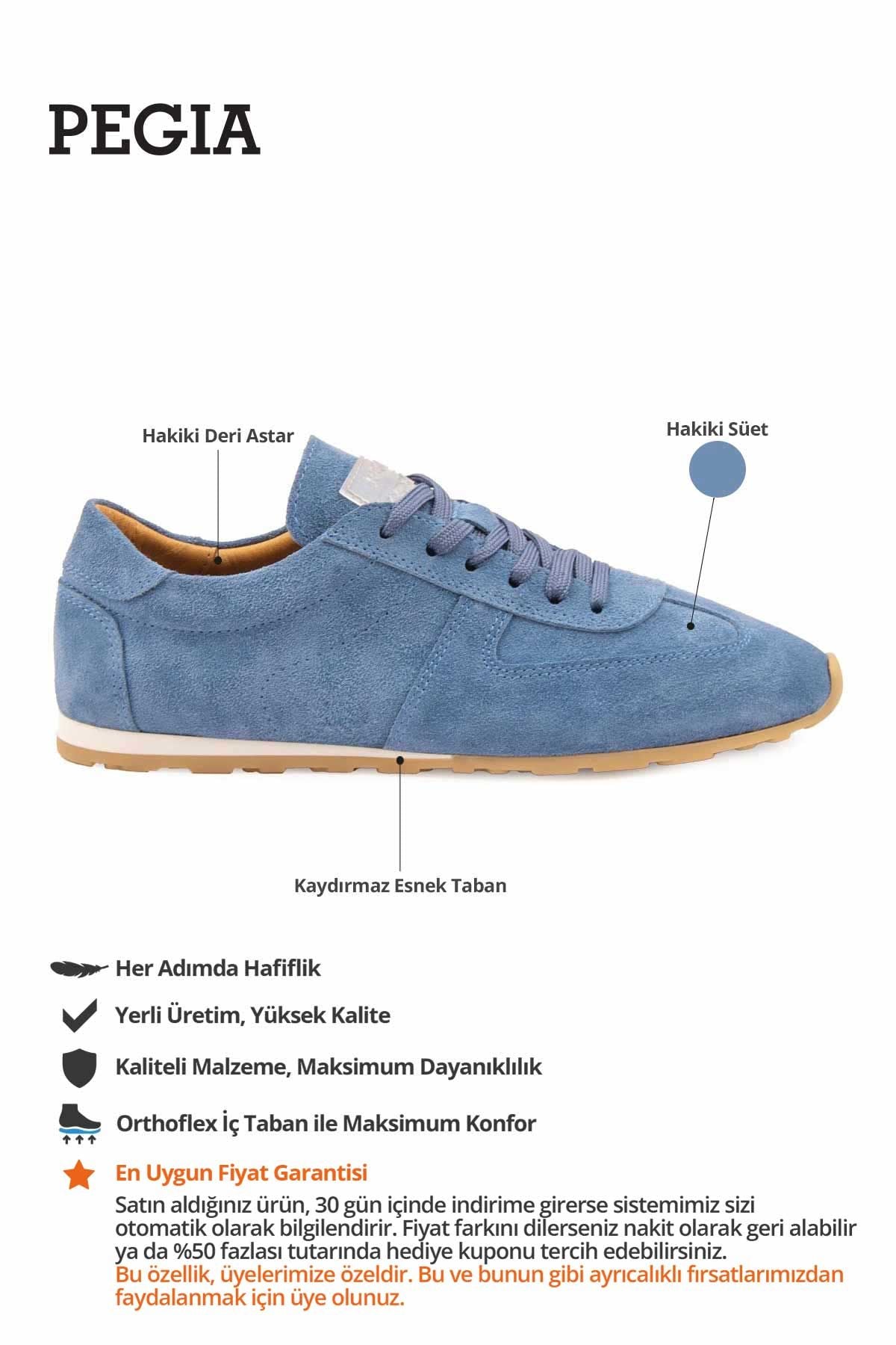 Flex Hakiki Süet Sneaker 600100 Mavi