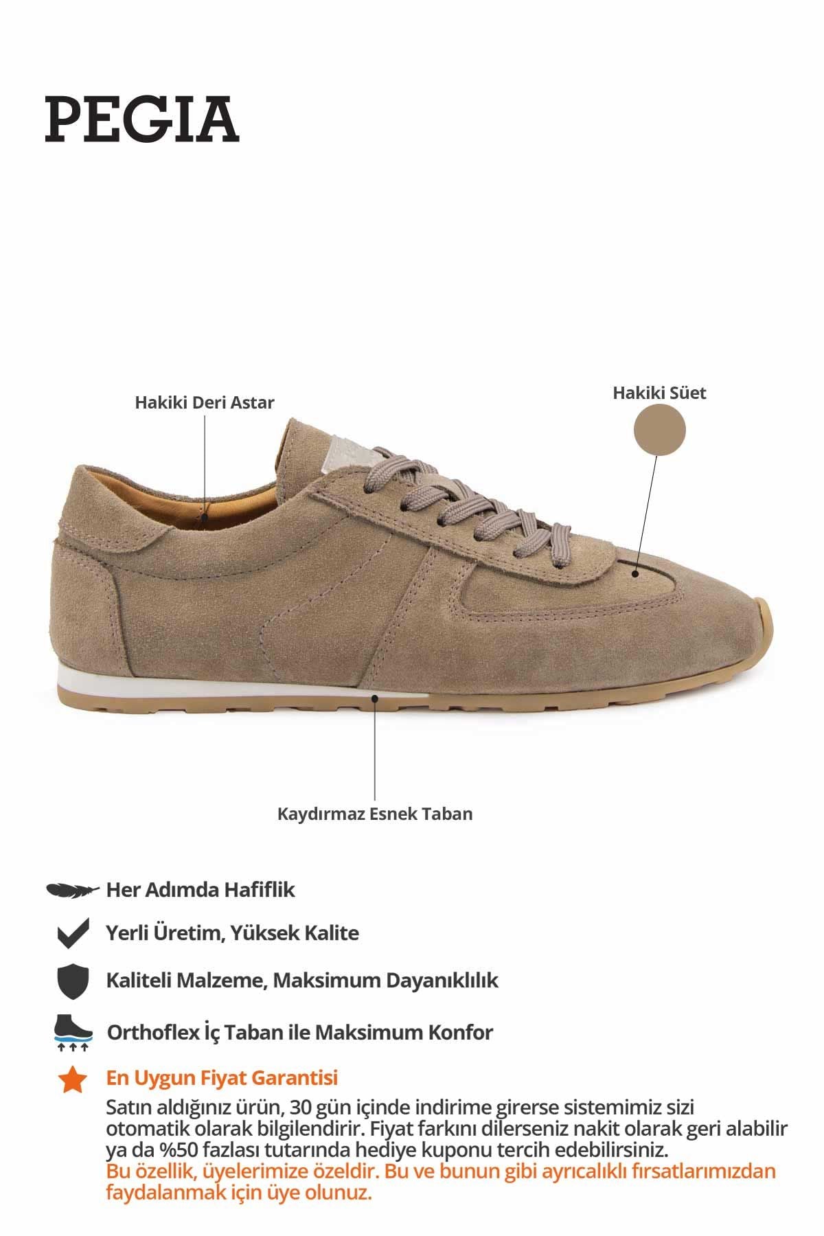 Flex Hakiki Süet Sneaker 600100 Vizon