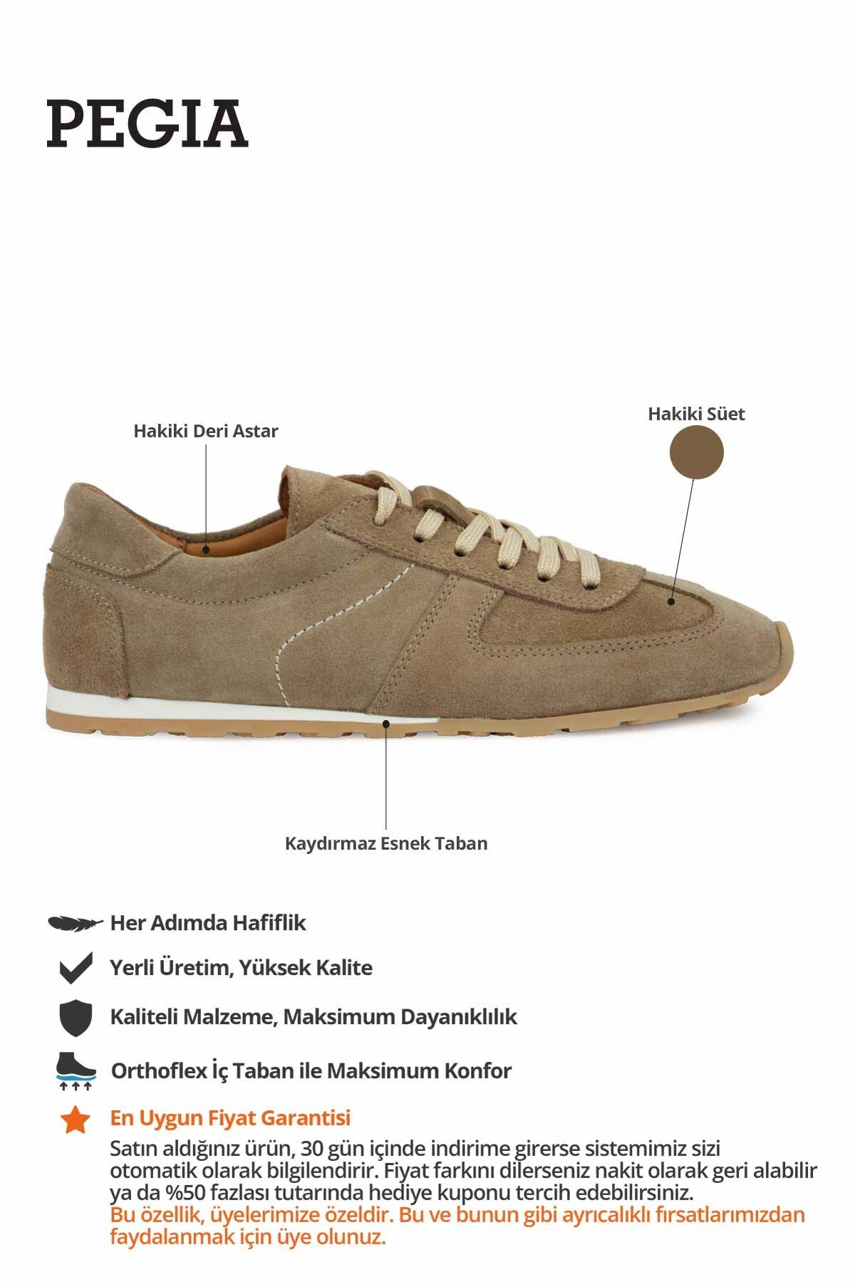 Flex Hakiki Süet Sneaker 600100 Koyu Bej