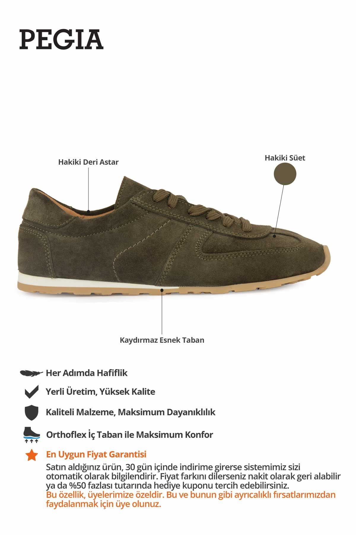 Flex Hakiki Süet Sneaker 600100 Haki