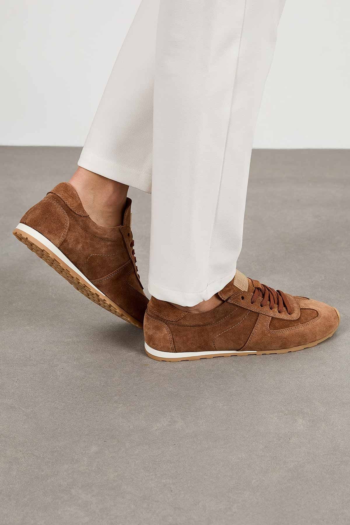 Flex Hakiki Süet Sneaker 600100 Taba