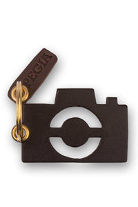 Camera Leather Keychain 25AN10 Brown